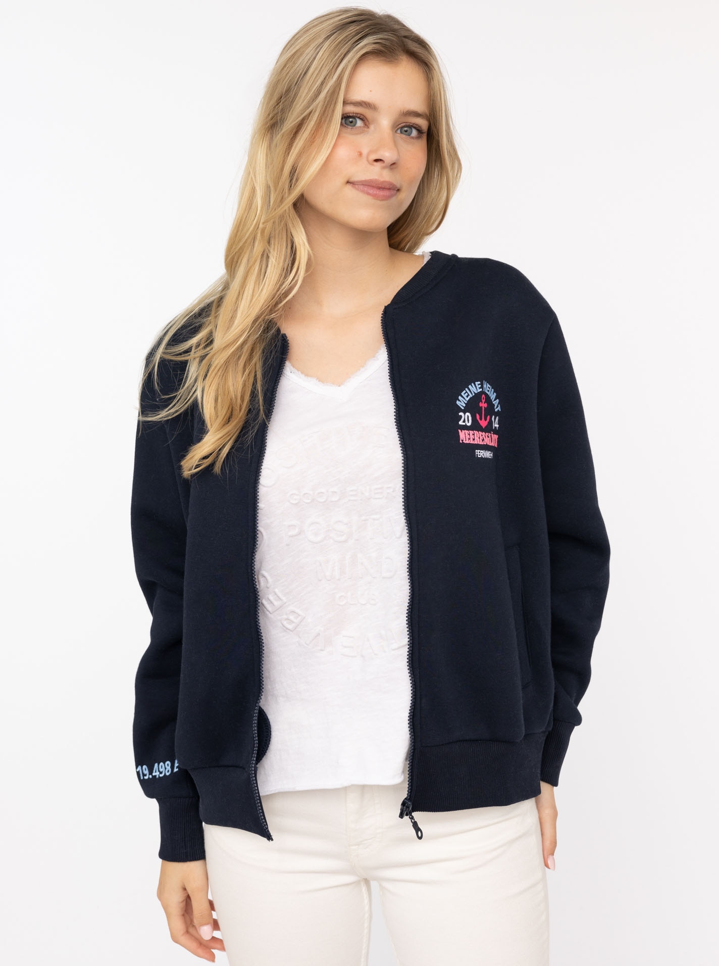 Zwillingsherz Sweatjacke ""Meine Heimat"" maritime Stickerei, Reißverschlus günstig online kaufen