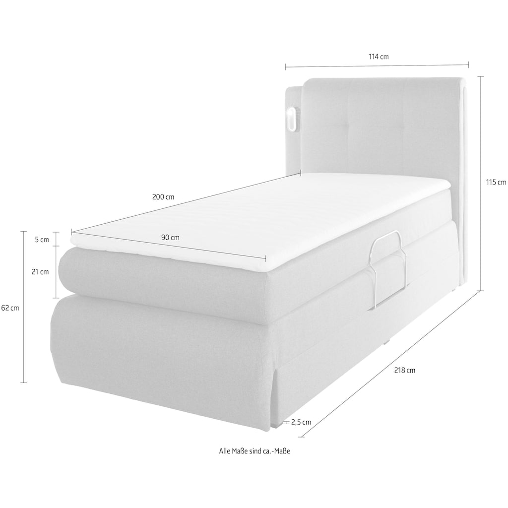 COLLECTION AB Boxspringbett »Borna«, inklusive Bettkasten, LED-Beleuchtung und Topper