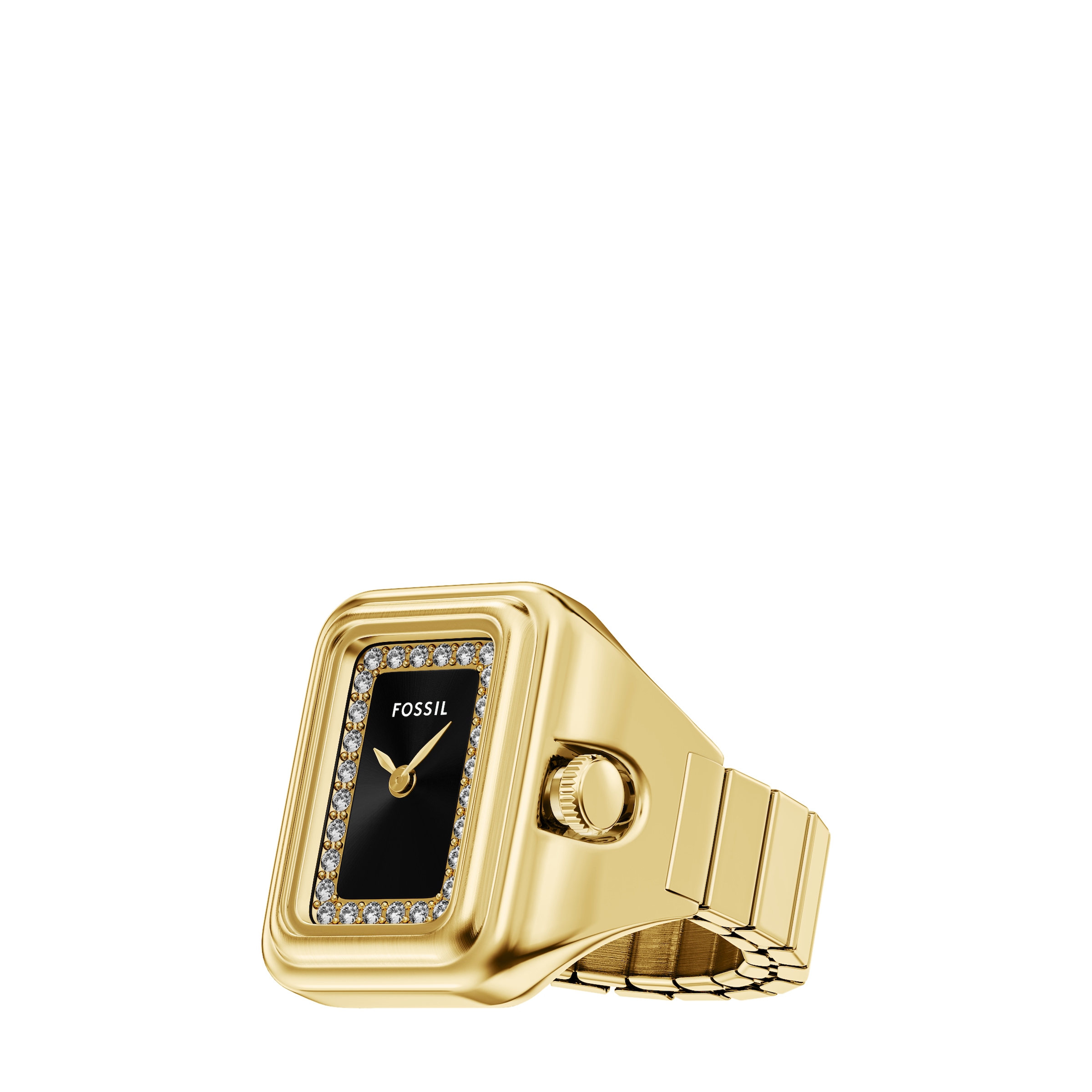 Fossil Quarzuhr »RAQUEL WATCH RING« Armbanduhr, Damenuhr, Edelstahlarmband, analog, Glassteine