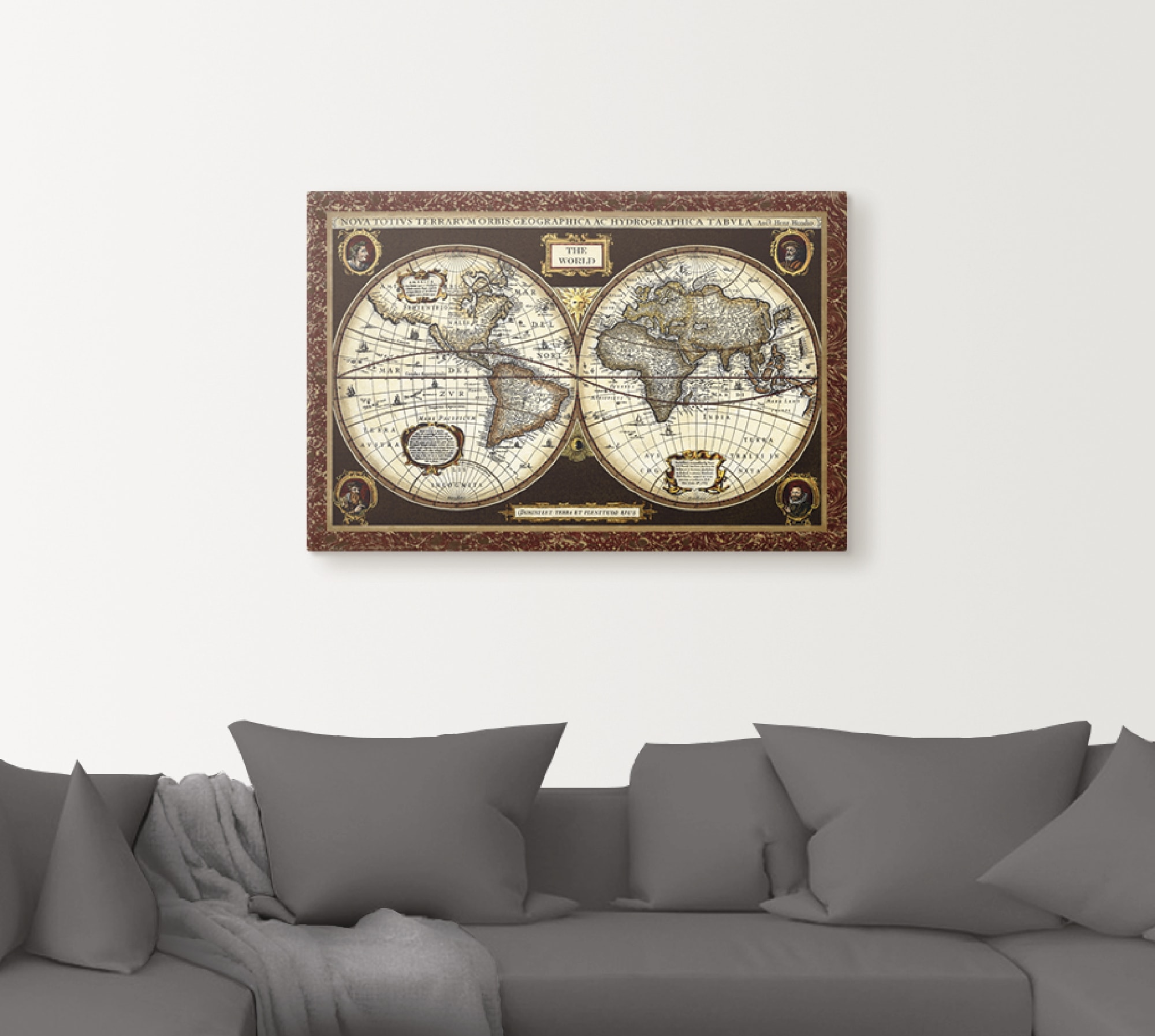 Artland Wandbild »Weltkarte«, Landkarten, (1 St.), als Alubild, Outdoorbild, Leinwandbild, Poster, Wandaufkleber