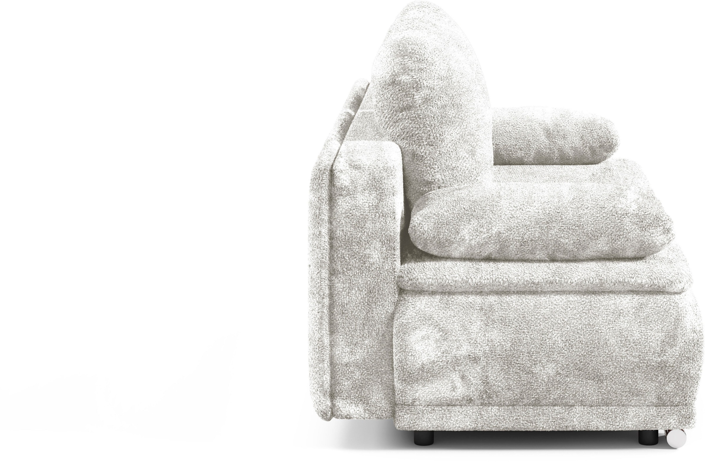WERK2 Schlafsofa »Biggi, komfortabel & elegant, Schlaffunktion, Bettkasten, Breite 260cm«, inkl. losen Kissen, Bouclé APHRODITE, Silber