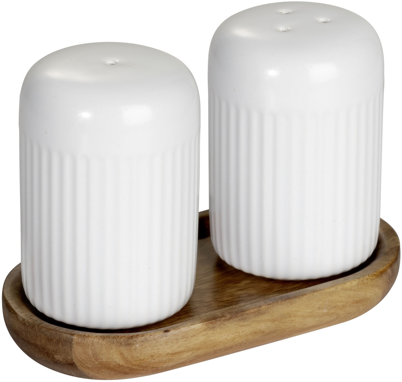 SCHÖNER WOHNEN-Kollektion Salz- / Pfefferstreuer »REFIA« Gewürzstreuer aus Keramik, Tablett aus Akazienholz