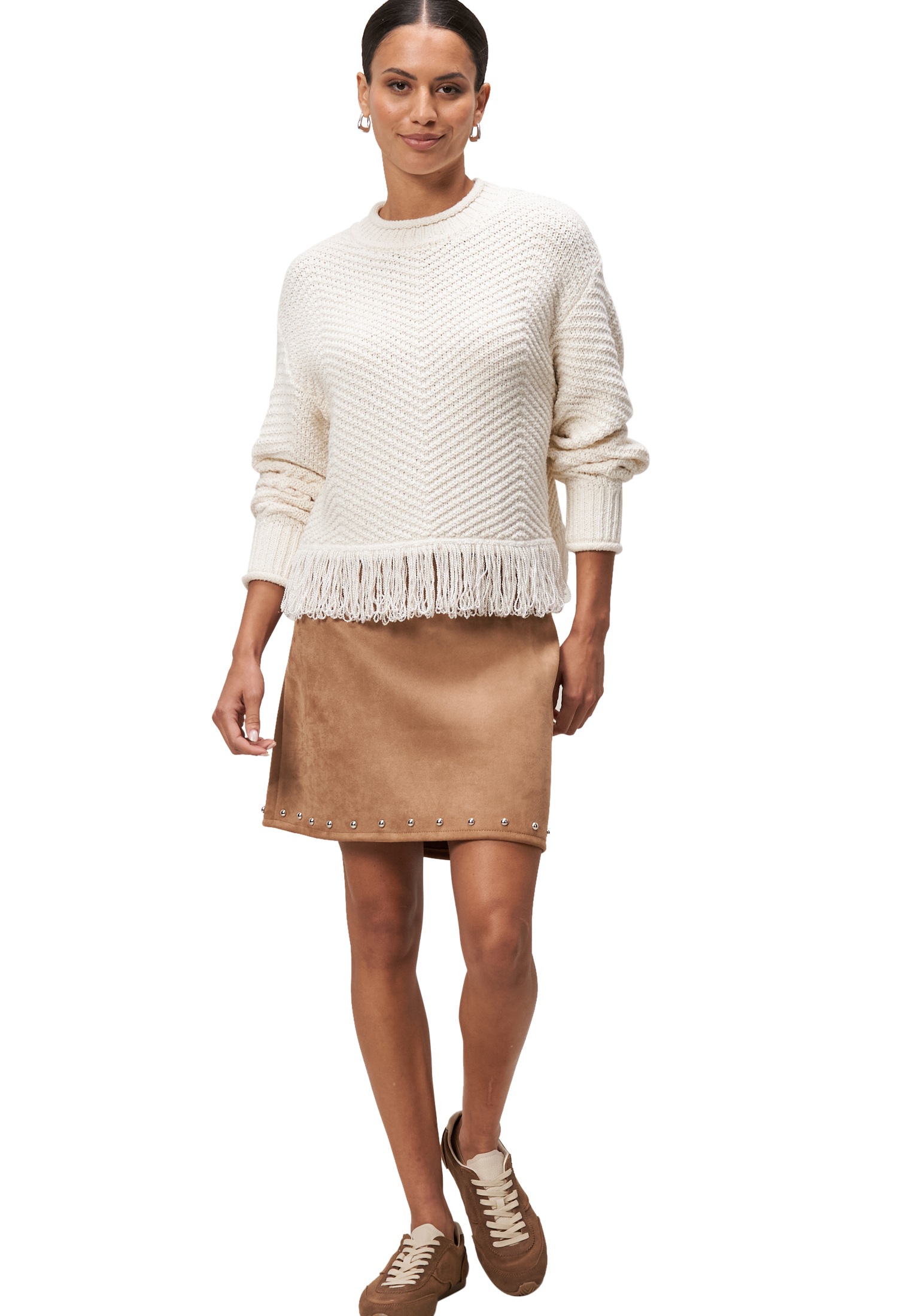 Zero Strickpullover »zero Damen Pullover mit Fransen«, (1 tlg.), Fransen