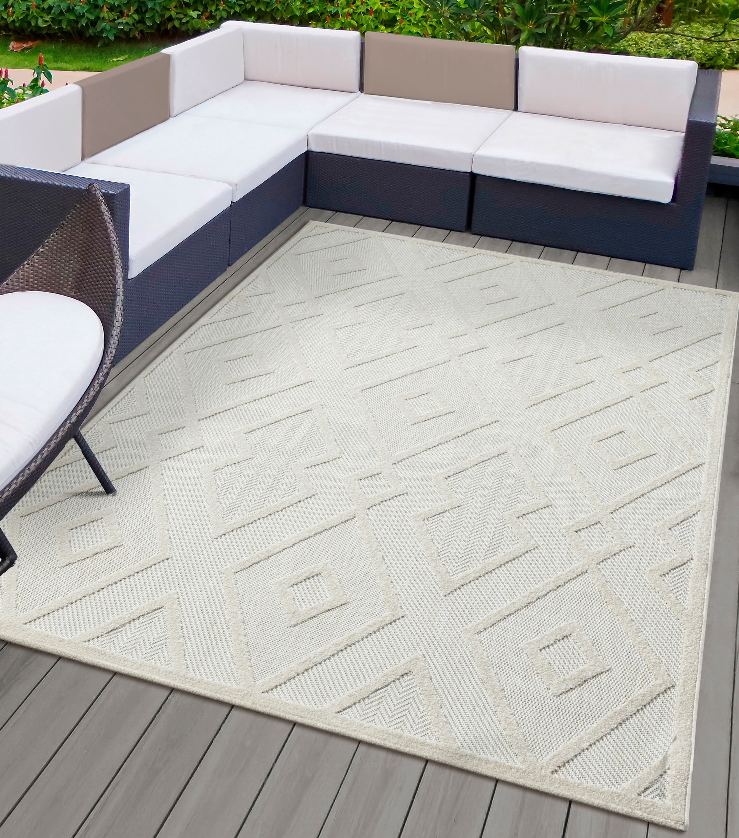 merinos Teppich »Tenerife 54085«, rechteckig, 5 mm Höhe, In- und Outdoor geeignet, robuster Kurzflor, Balkon, Außenbereich