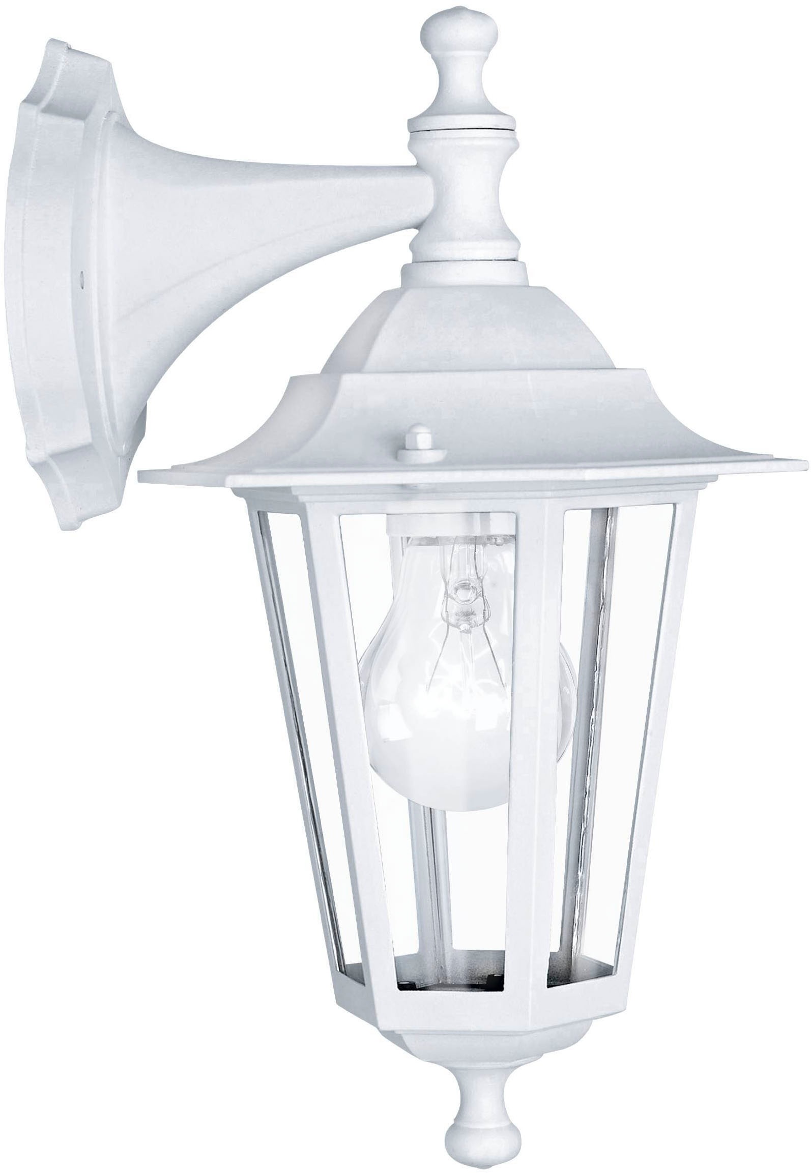 EGLO LED Wandleuchte »LATERNA 5 L16,5 x H35 x AL21 cm, spritzwassergeschützte Lampe«, 1 flammig, Leuchtmittel E27 | ohne Leuchtmittel, Außen-Wandlampe, Wandleuchte, Weiß, E27, IP44, L16,5 x H35 x AL21 cm