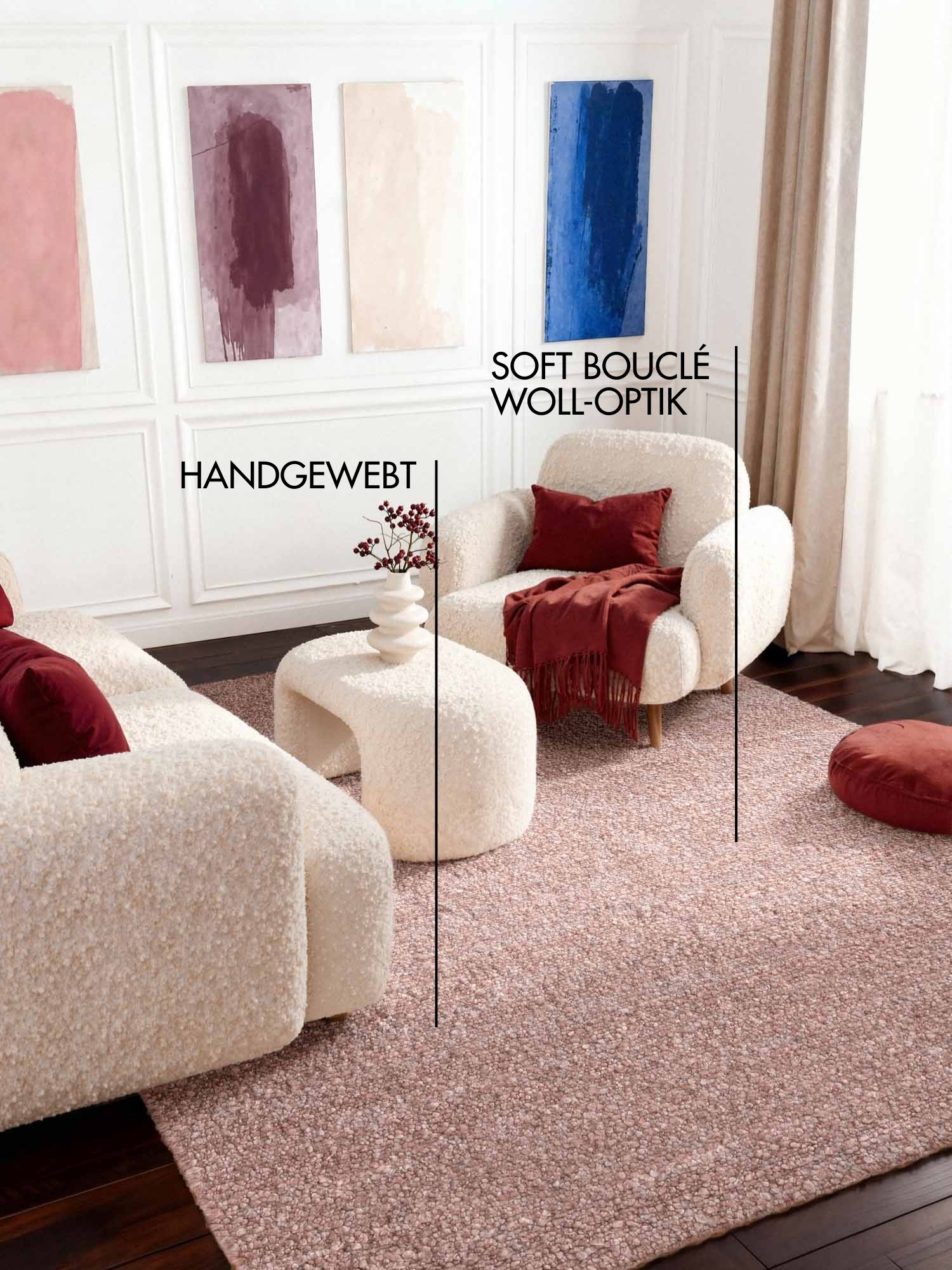 Thumbnail - Ted Baker Teppich "Soft Bouclé Portobello, auch als Läufer" rechteckig 10 mm Höhe Woll-Optik, Bouclé Meliert, Wohnzimmer...