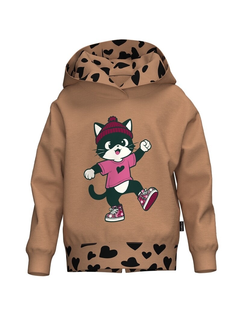 Trigema Kapuzensweatshirt »TRIGEMA Hoodie mit Katzenmotiv und Herz Akzenten«
