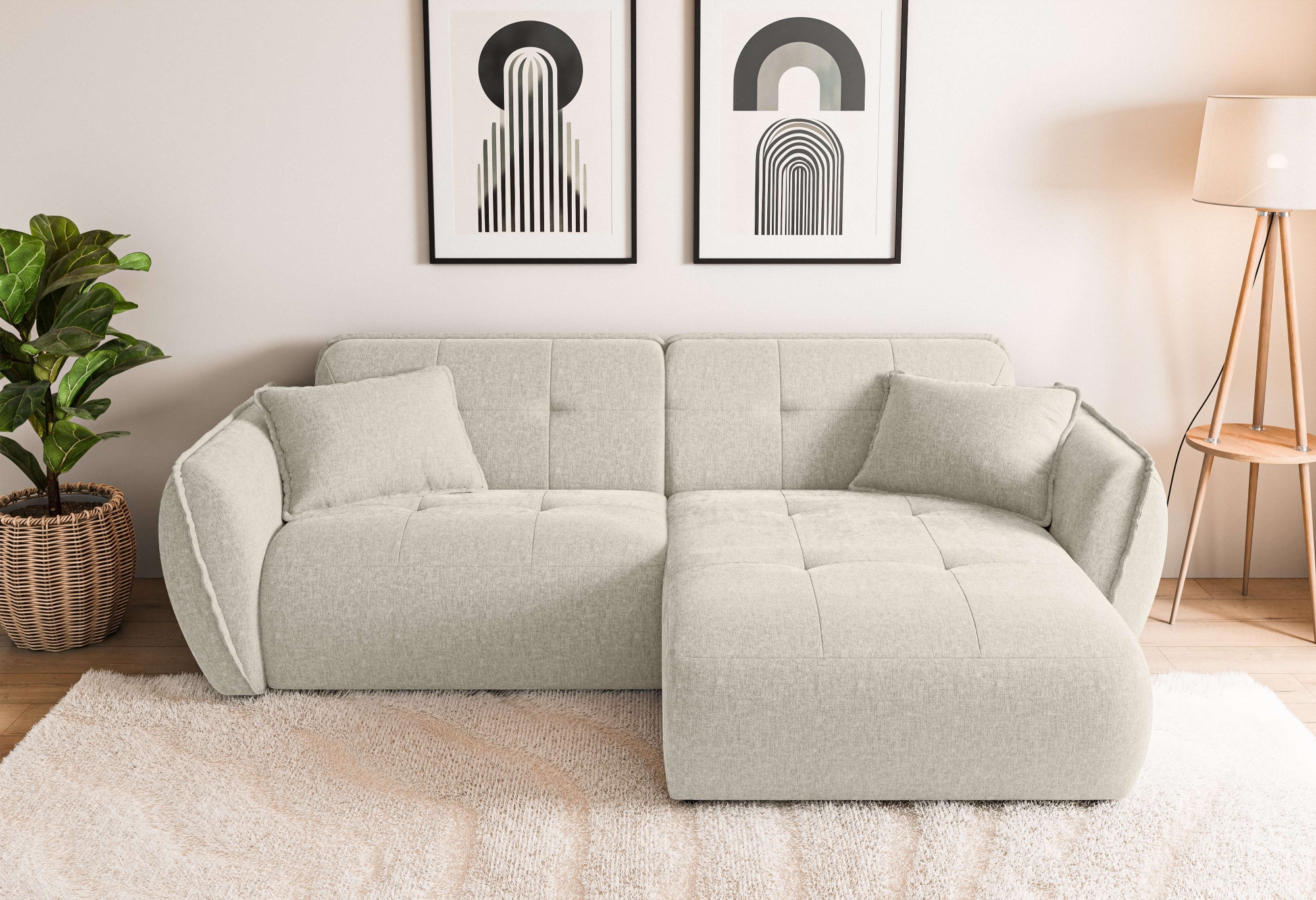 Home affaire Ecksofa "MIRELDA L-Form mit Steppungen, Recamiere rechts/links günstig online kaufen