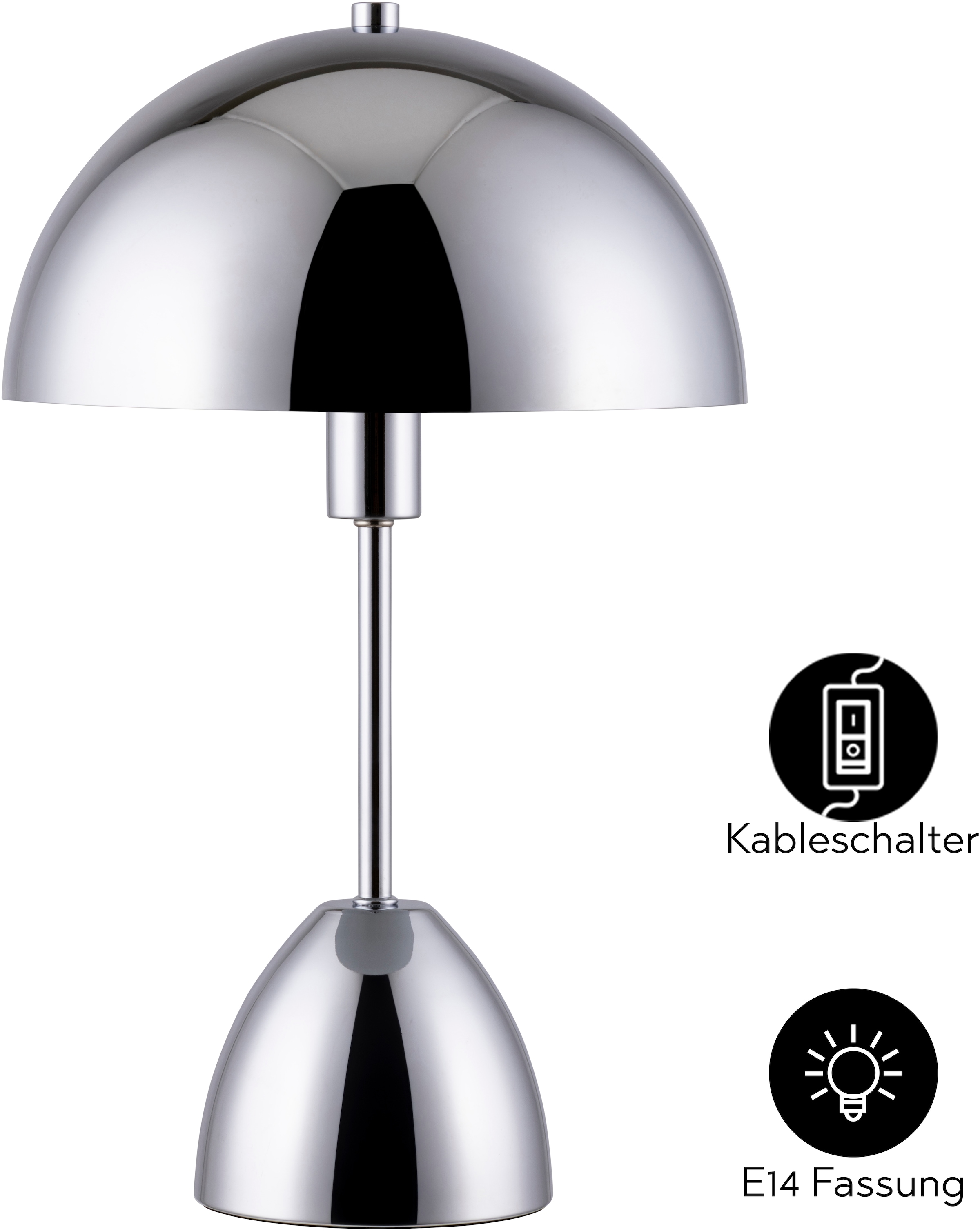 OTTO home Tischleuchte »Dorrio« E14 1 Stk. Pilzleuchte standfest Textilkabel blendfreie Nachttischleuchte
