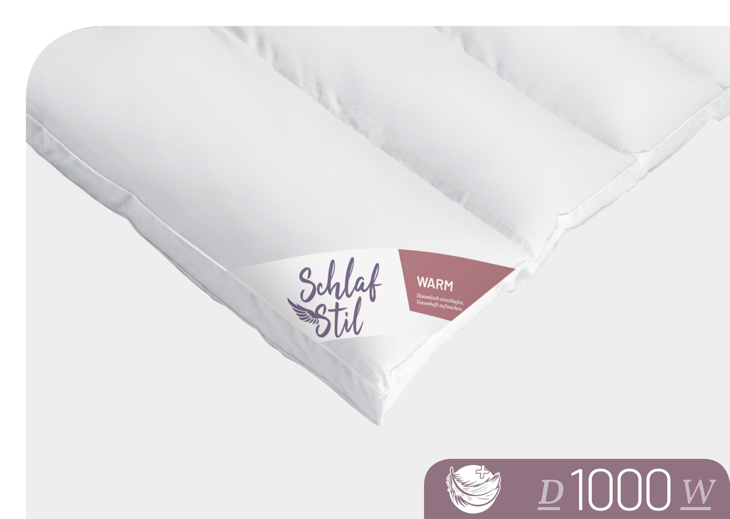 Schlafstil Daunenbettdecke »D1000«, warm, Füllung 100% Eiderdaunen, (1 St.), Höchste Leichtigkeit
