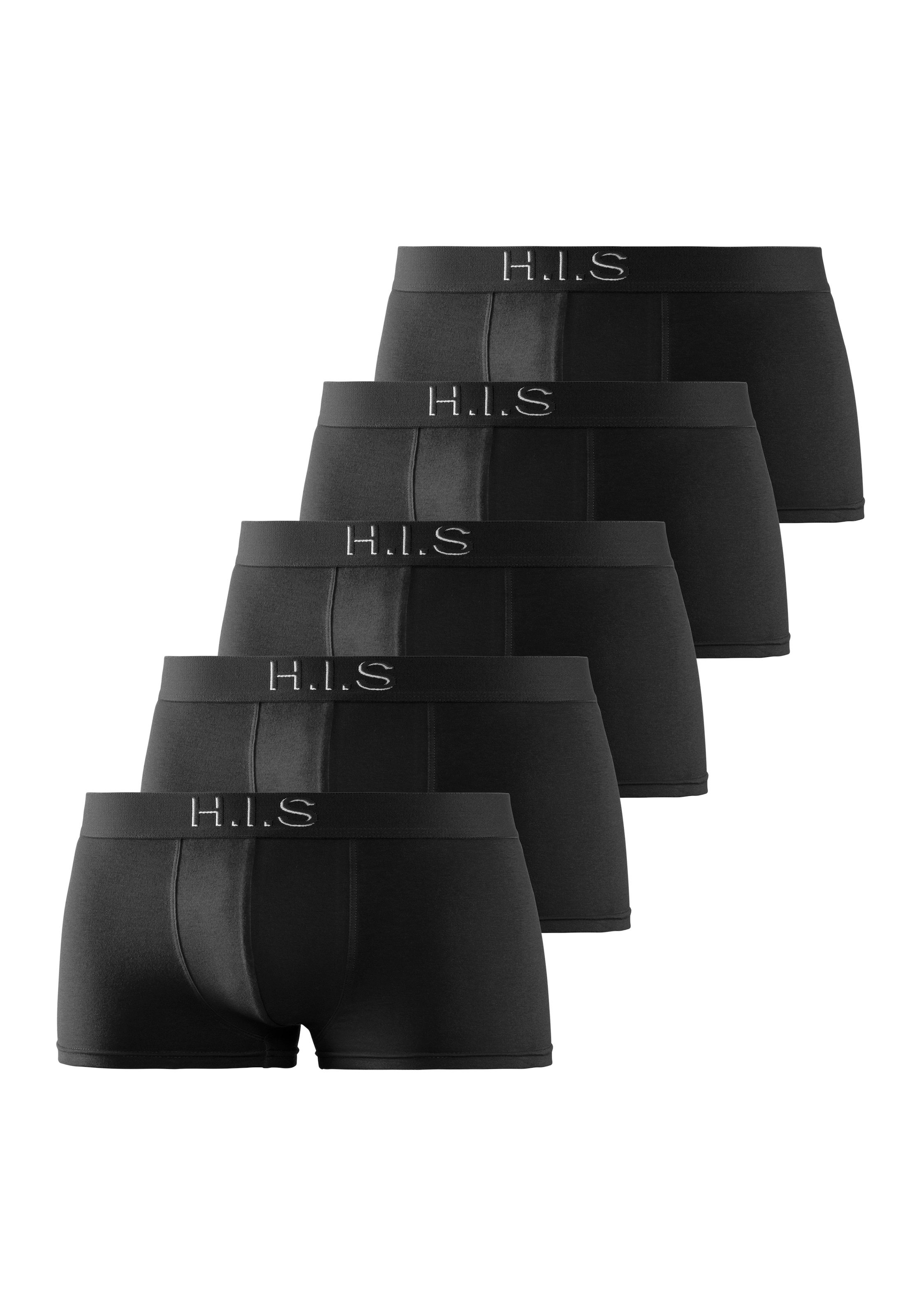 H.I.S Hipster, (Packung, 5 St.), knapp sitzende Boxershorts am Webbund mit Logoschriftzug mit 3D Effekt