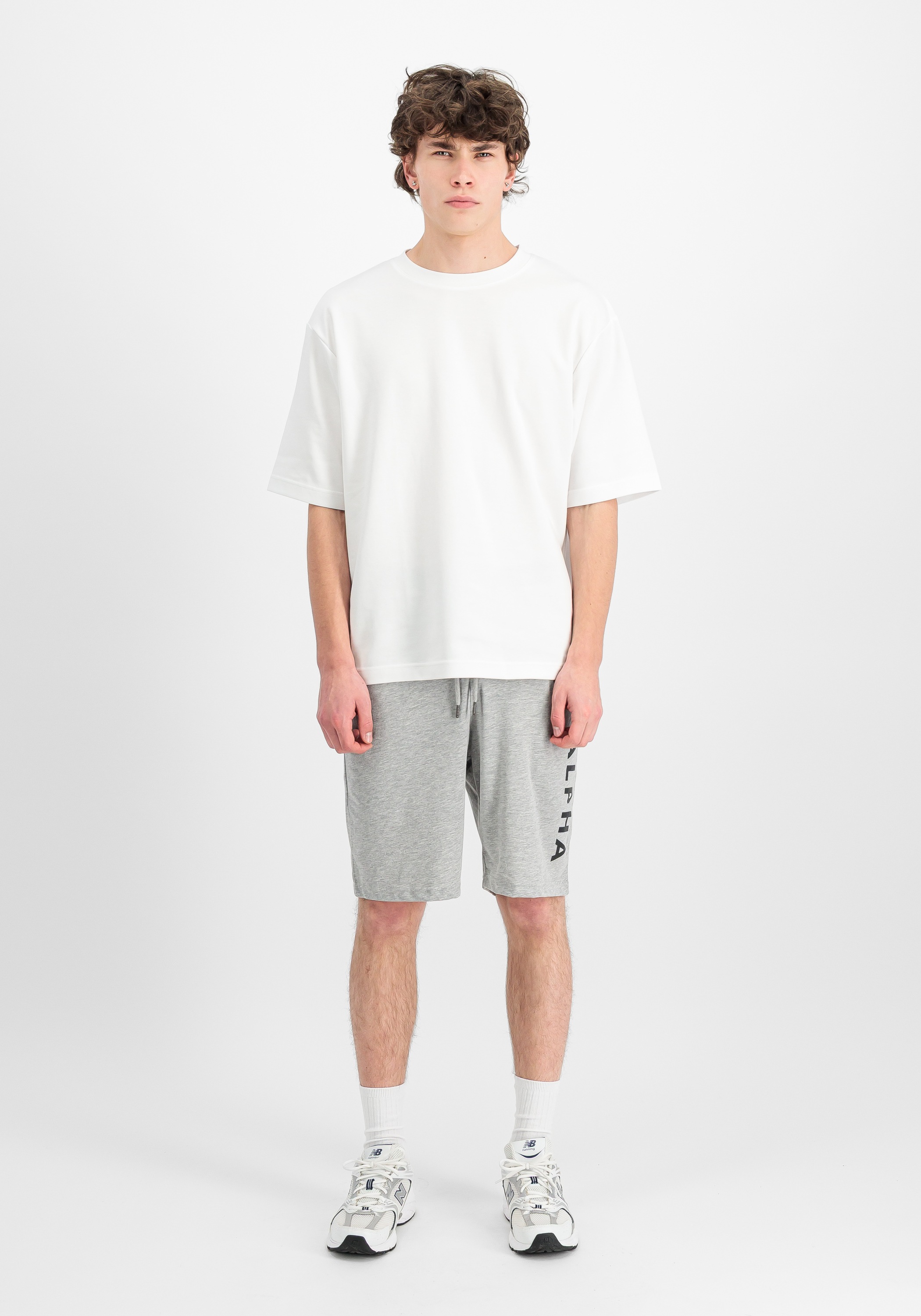 Alpha Industries Herren Jersey Shorts Grau Meliert L 4