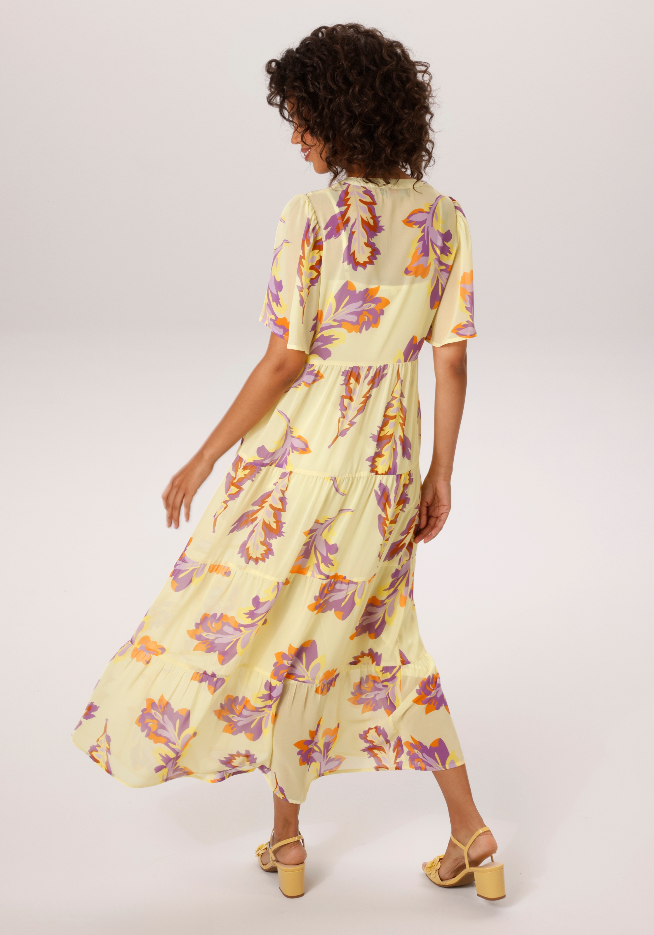 Aniston CASUAL Sommerkleid mit grafischen Blättern bedruckt - NEUE KOLLEKTI günstig online kaufen