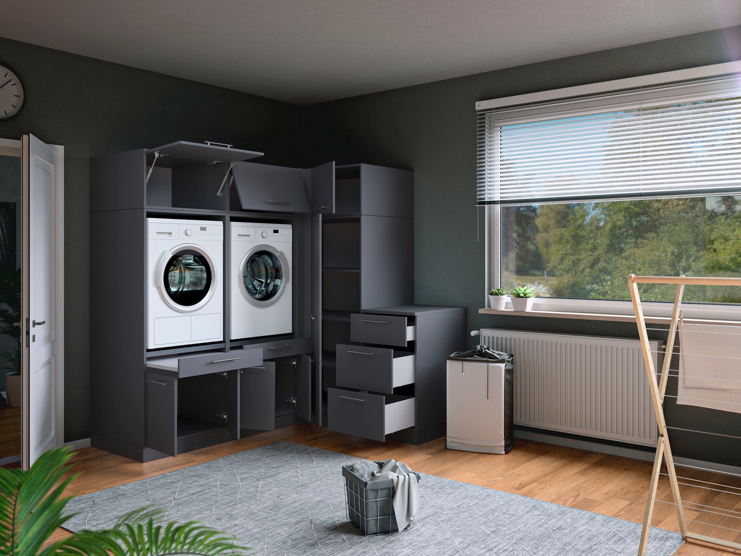 Laundreezy Mehrzweckschrank-Set »Laundreezy, 7-tlg. Mehrzweckschrank-Set B/H/T 203/200/68 cm« 6 Stk. tlg.