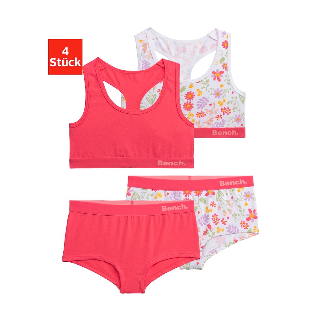 Bench. Set: Bustier, (4 tlg., mit Panty), uni und geblümt in einer Packung