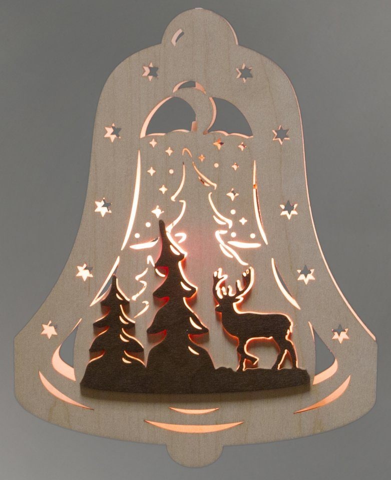 Weigla Dekolicht »Waldmotiv, Weihnachtsdeko«, 1 flammig-flammig, Motiv  eingerahmt in Glocke | BAUR