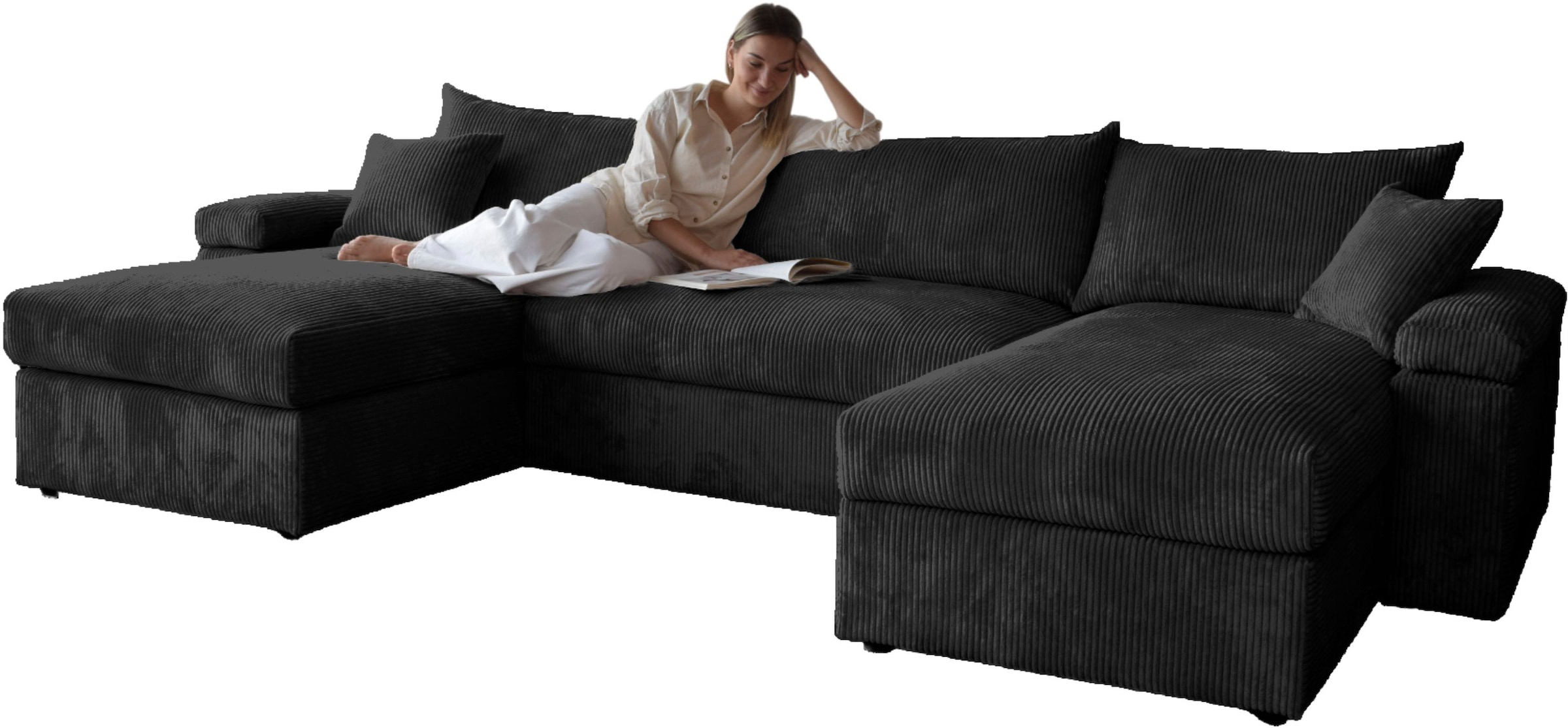 OTTO home Wohnlandschaft »Cosy U-From Breite 309 cm, Sitzaufbau im Sandwich-Federkern« Bezüge in Cord oder Struktur weich wählbar mit Kaltschaumauflage