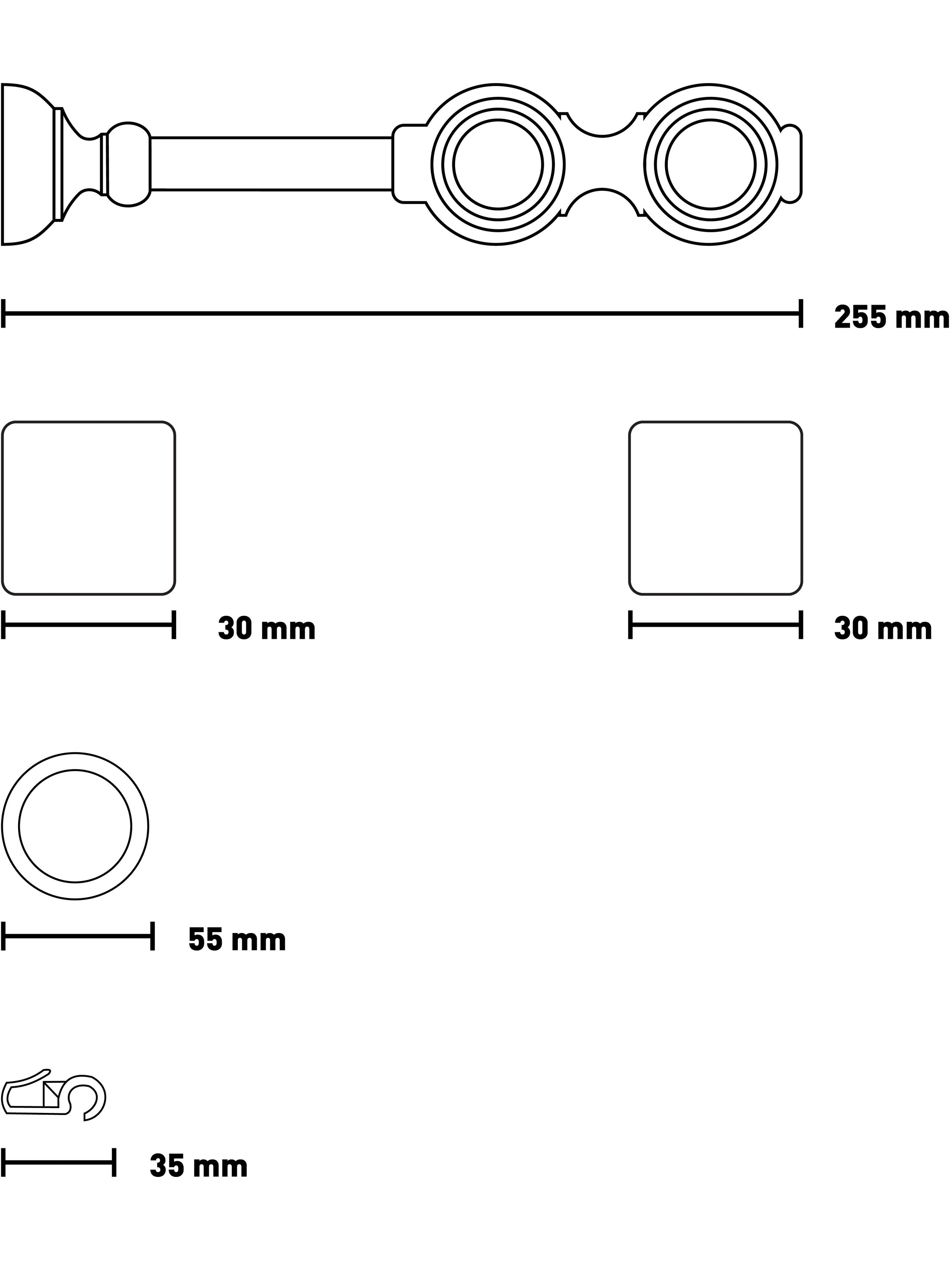 SN DECO GROUP Gardinenstange »Cafiro« 2 läufig-läufig Fixmaß 28 mm, Holz, verschiedene Längen und Farben, Komplettset
