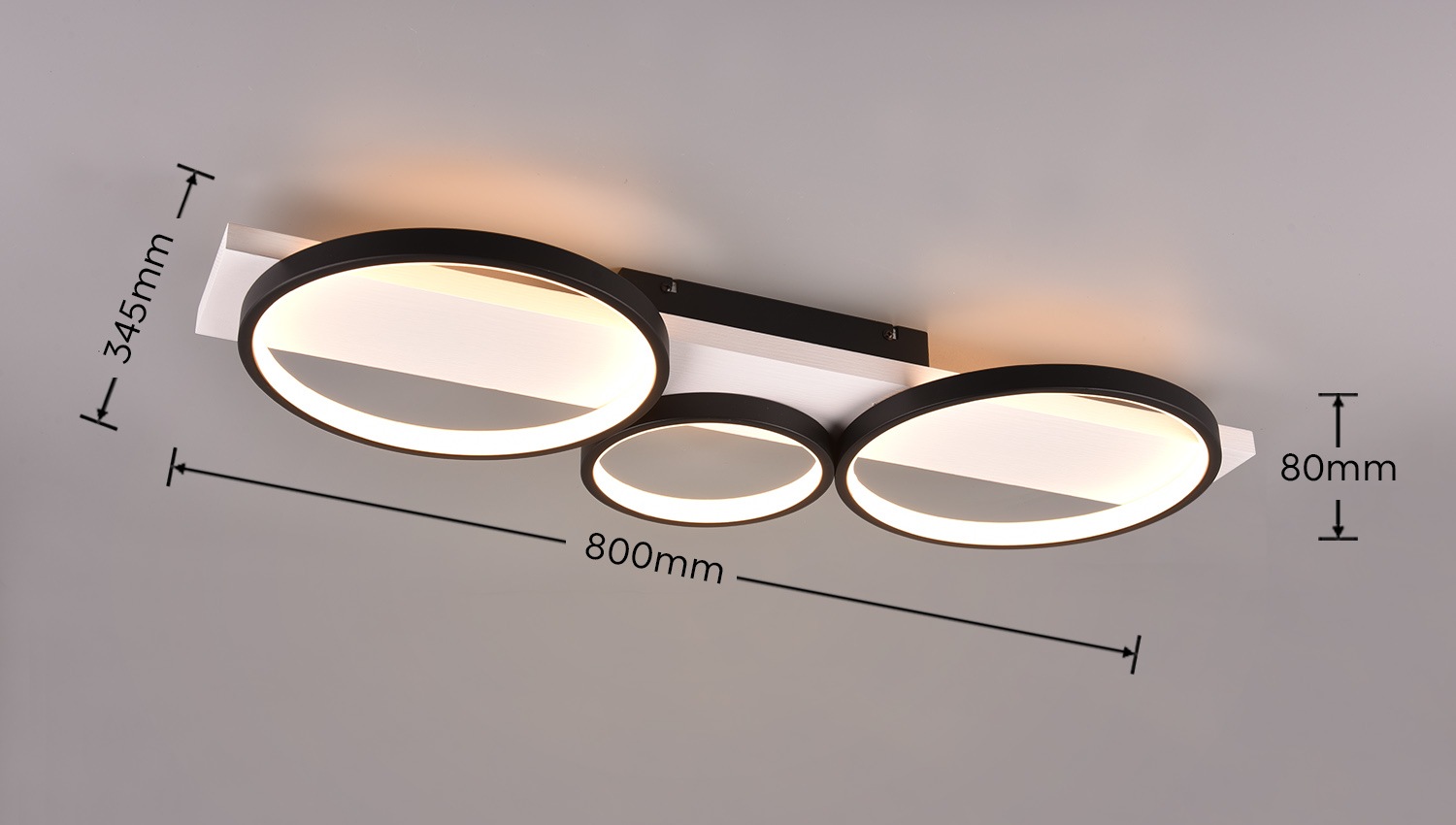TRIO Leuchten LED Deckenleuchte »MEDERA, Deckenlampe LED Ringe mit Holz Deko 33W 3800 Lumen warmweiß«, 1 flammig, Leuchtmittel LED-Board | LED fest integriert, als Wandlampe oder Deckenlampe einsetzbar dimmbar über Wandschalter