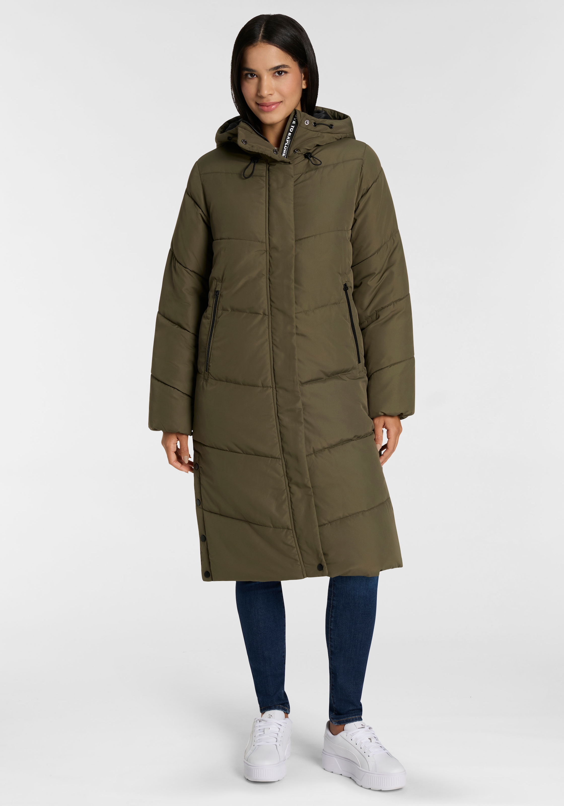 ONLY Steppmantel »ONLMEGAN LIFE LONG PUFFER COAT CS OTW« verdeckter Zipper, Reißverschlusstaschen, winddicht