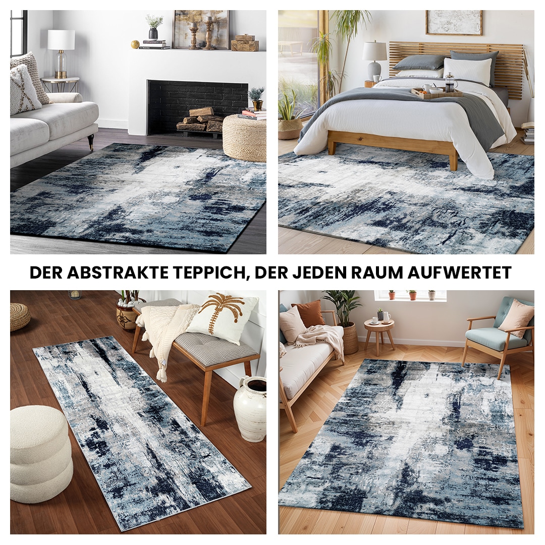 Livabliss Teppich »HELSINKI«, rund, 11 mm Höhe, Designerteppich in Marmor Optik, Kurzflor Wohnzimmerteppich/Läufer