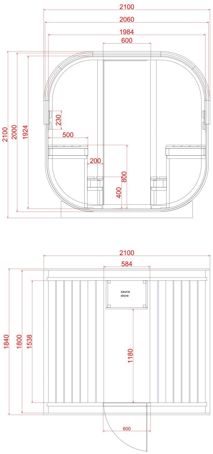 Sanotechnik Sauna »»HANKO« Außensauna«, geeignet für 6 Personen, Fichetnholz