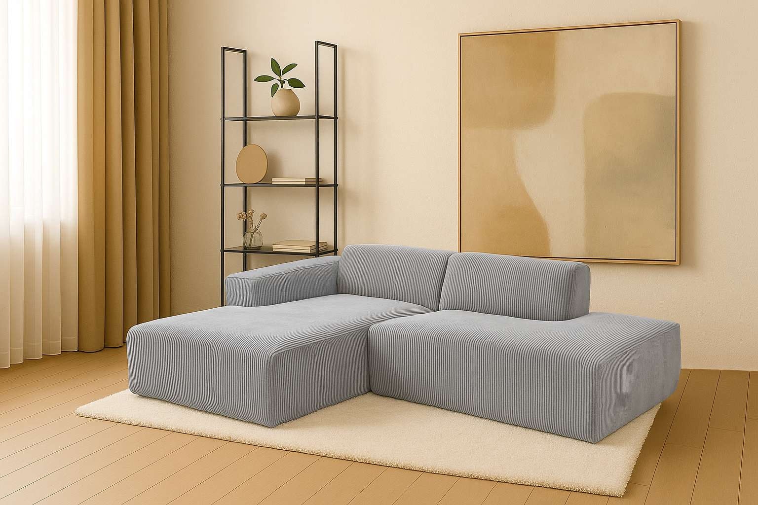 andas Ecksofa "Noord mit Kedernaht, Breite 227 cm", Cord, Struktur, Webstof günstig online kaufen