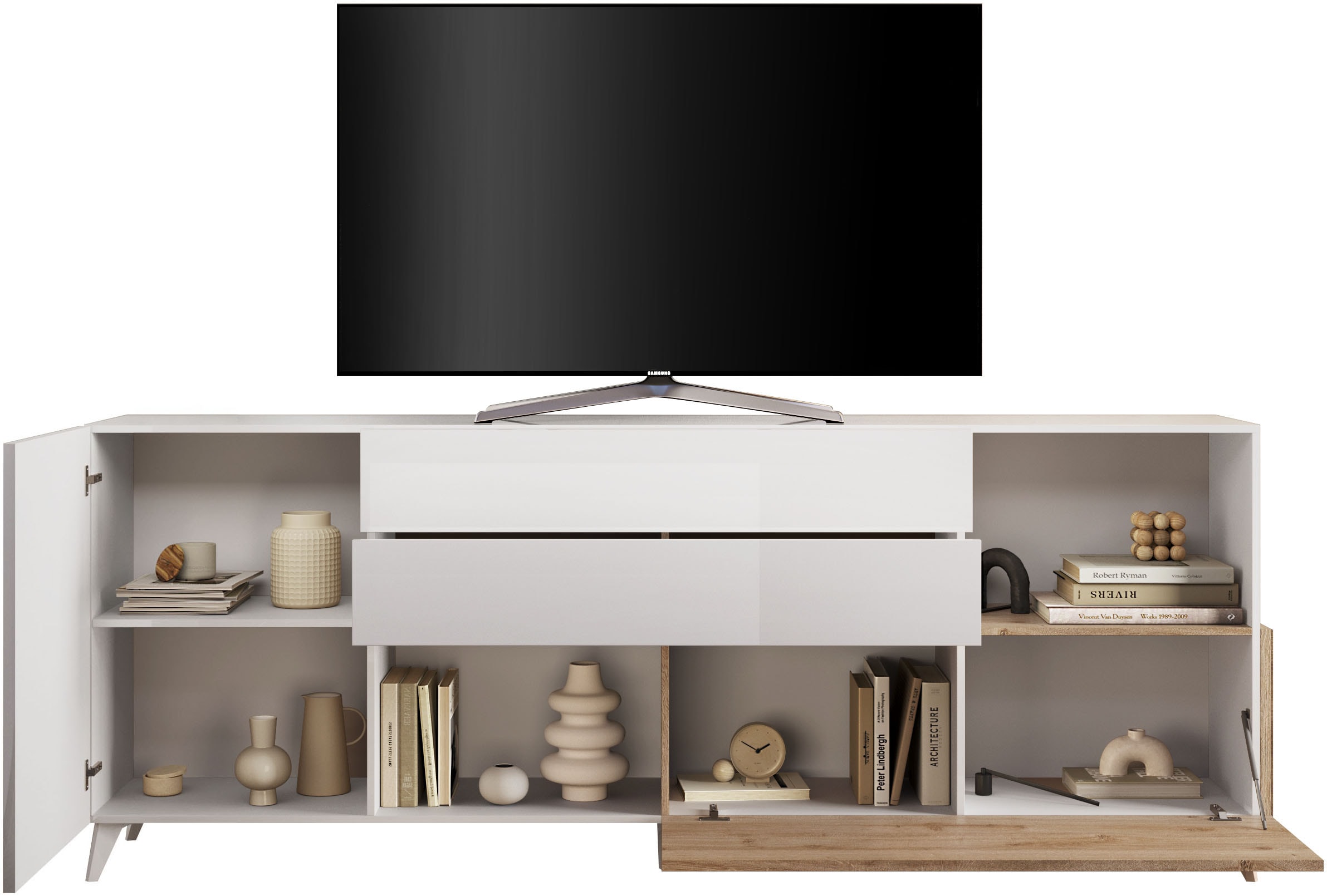 INOSIGN Sideboard »Monaco Breite 241 cm, Anrichte mit 1 Tür, 1 Klappe u. 2 Schubkästen«, Kommode, Soft/Self Closing
