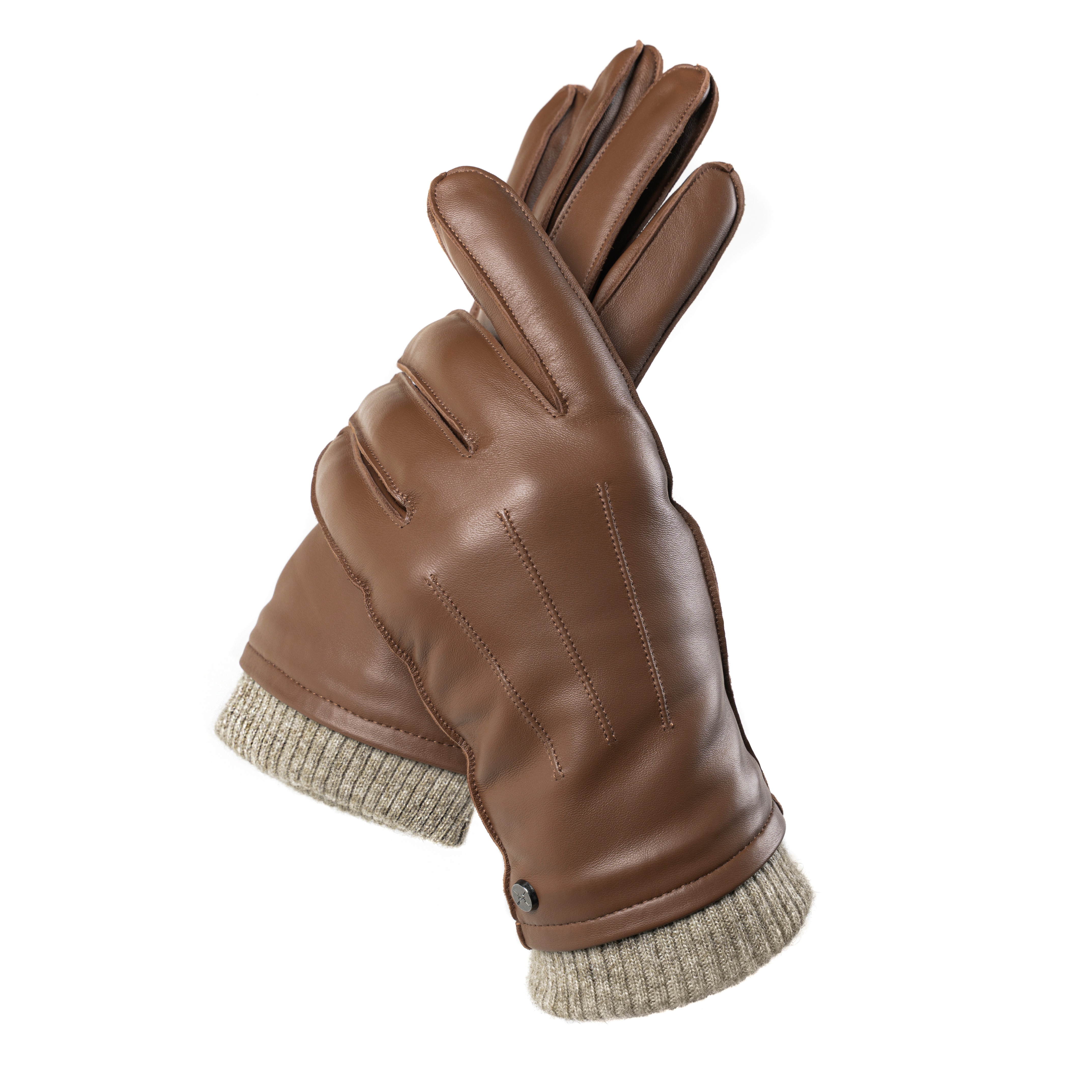 Thumbnail - PEARLWOOD Lederhandschuhe "JACKSON" 1 Paar, Strickbündchen, dekorative Ziernähte, weiches Fleecefutter