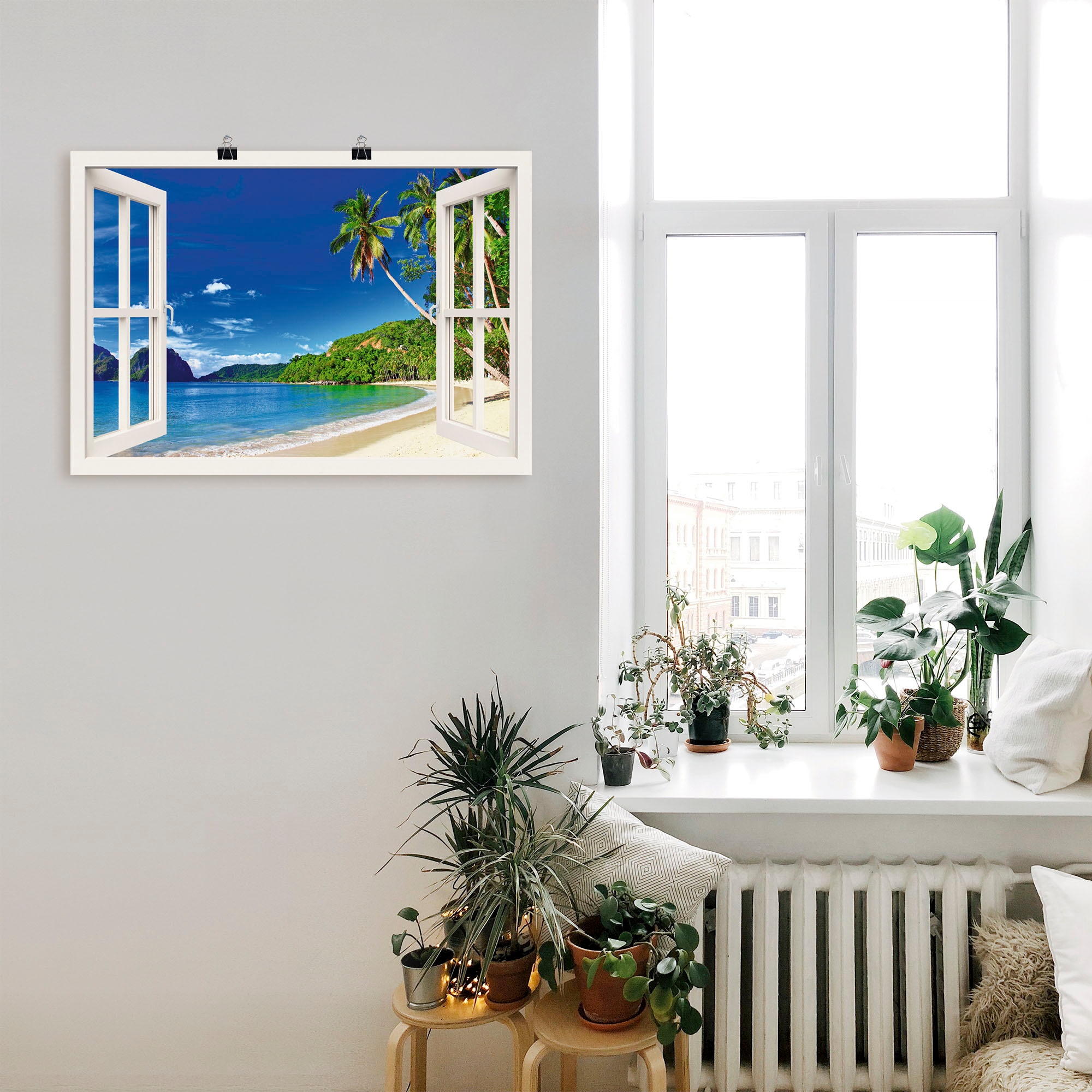 Artland Wandbild »Fensterblick Paradies« Fensterblick 1 Stk. tlg. als Alubild, Outdoorbild, Leinwandbild, Poster, Wandaufkleber
