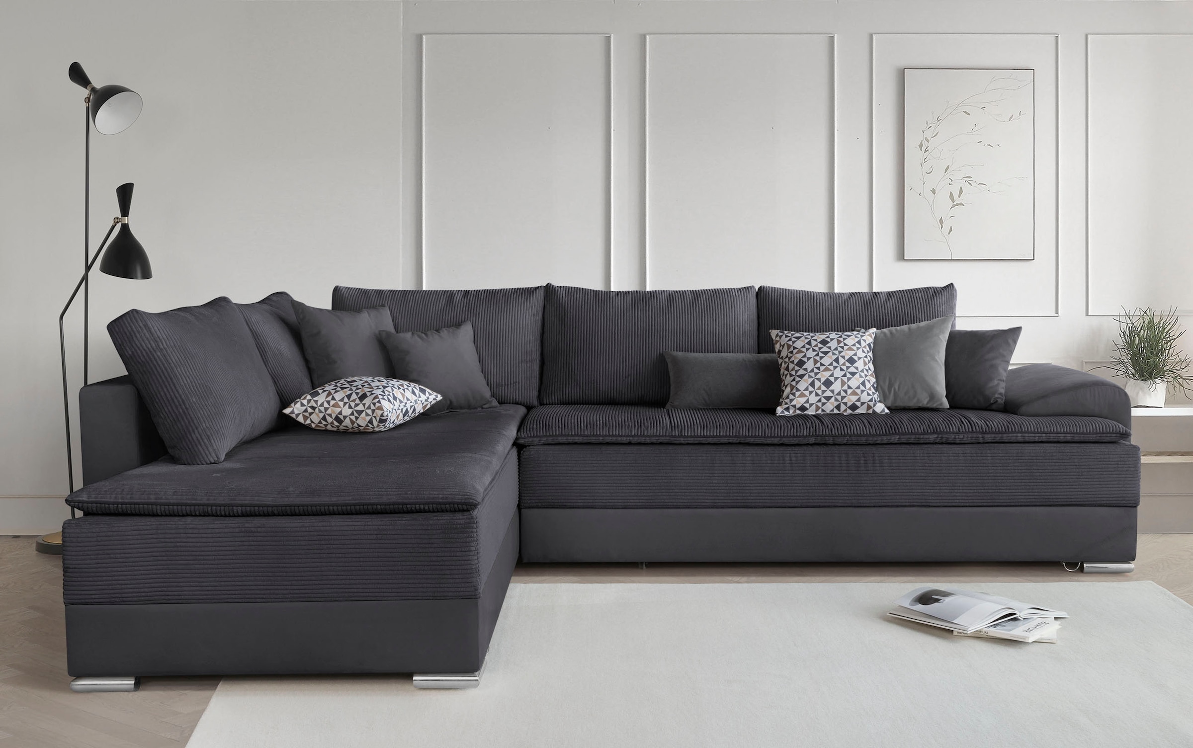 Home affaire Ecksofa "Night & Day L-Form, B: 324 cm, Dauer-Schlaffunktion und Armlehne" Schlaffunktion & Bettkasten, Boxspringbett 180x200 cm