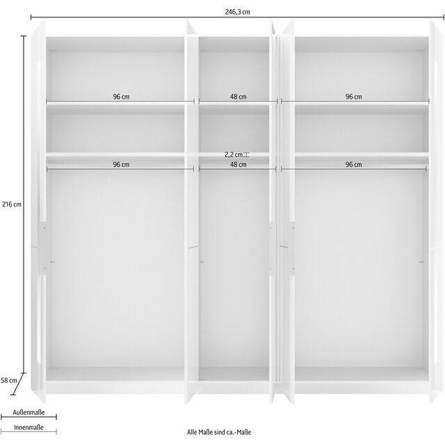 GALLERY M branded by Musterring Drehtürenschrank »Imola W«, Einlegeböden  und Kleiderstangen, mit Glastüren inklusive Zierspiegel | BAUR