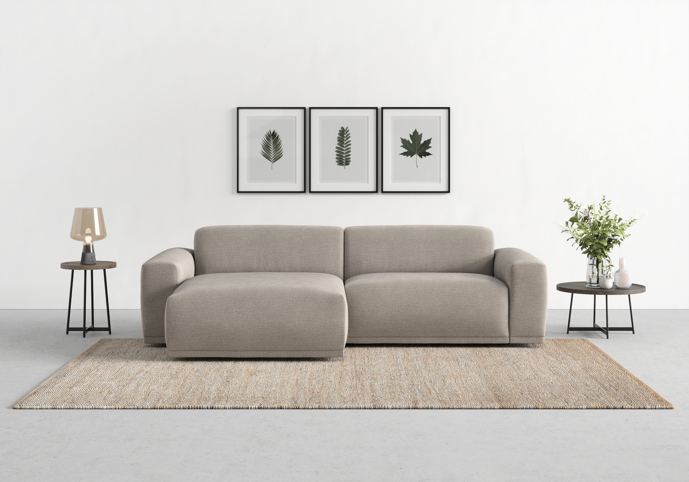 TRENDMANUFAKTUR Ecksofa "Braga, mit hochwertigem Kaltschaum, L-Form, Japandi-Design" modernes Sofa, Couch mit hohem Sitzkomfort, 255/72/160 cm (B/H/T)