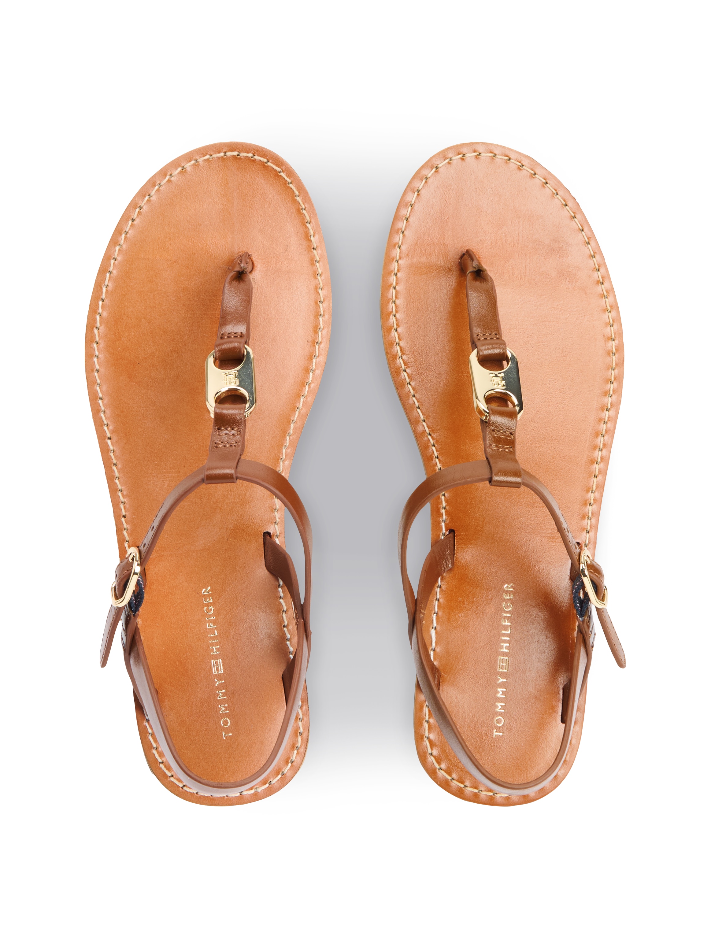 Tommy Hilfiger Riemchensandale »LEATHER THONG SANDAL«  Sommerschuh, Sandalette mit Schmucklogo