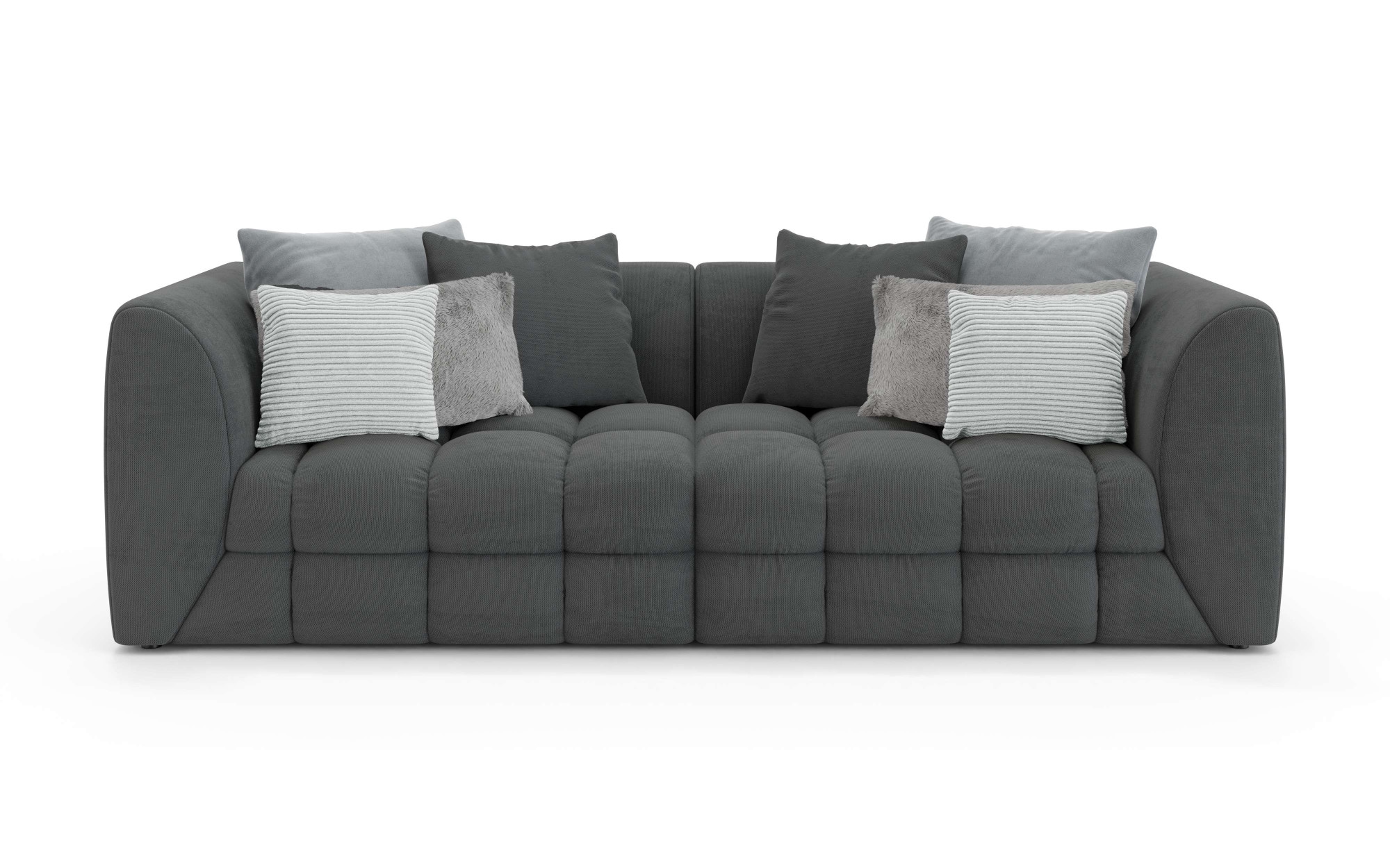 s.Oliver Big-Sofa »COBBO 3-Sitzer Design-Sofa Bubble-Optik, Maße B/T/H: 259/126/104 cm«, mit vielen Kissen, moderne Steppung und hoher Sitzkomfort