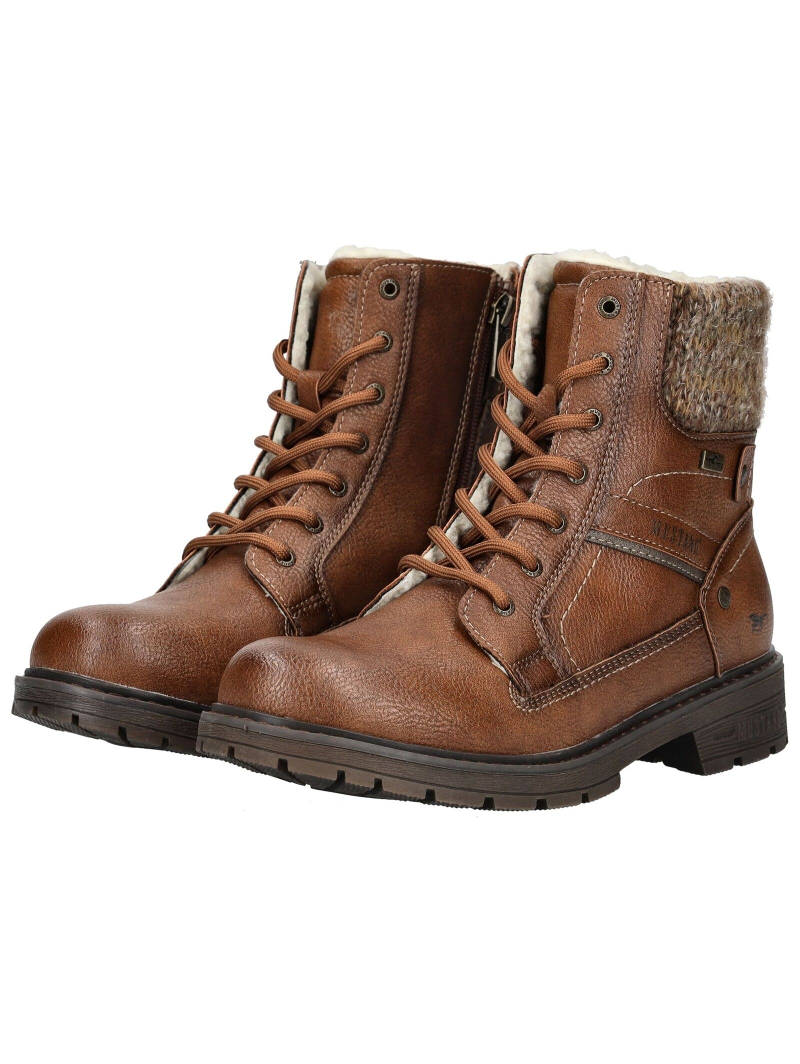 Schnürstiefelette MUSTANG SHOES "Mustang Shoes Stiefelette Lederimitat/Textil", Damen, Gr. 41, braun, Lederimitat, Textil, Schuhe Schnürstiefelette 3