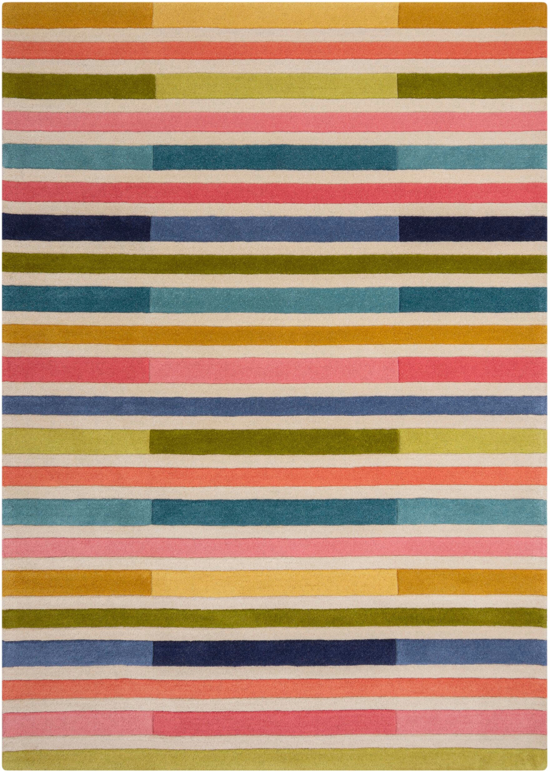 FLAIR RUGS Wollteppich »Piano«, rechteckig, 10 mm Höhe, gestreift, rechteckig