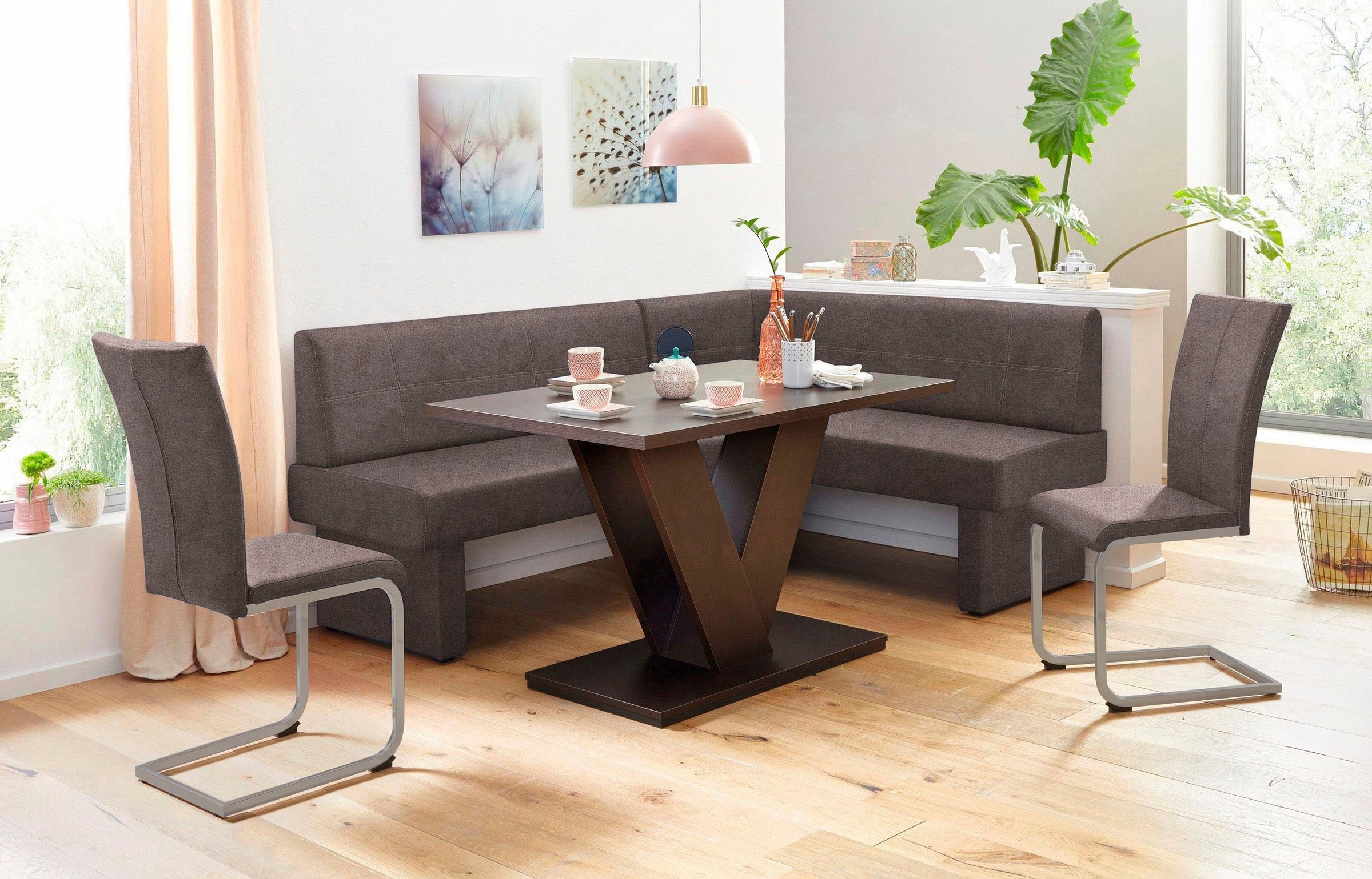 Home affaire Freischwinger »Nils«, (Set), 2 St., Microfaser VINTAGE, Stuhl belastbar bis 120 Kg, Gestell Metall im Chrom-Look oder Schwarz