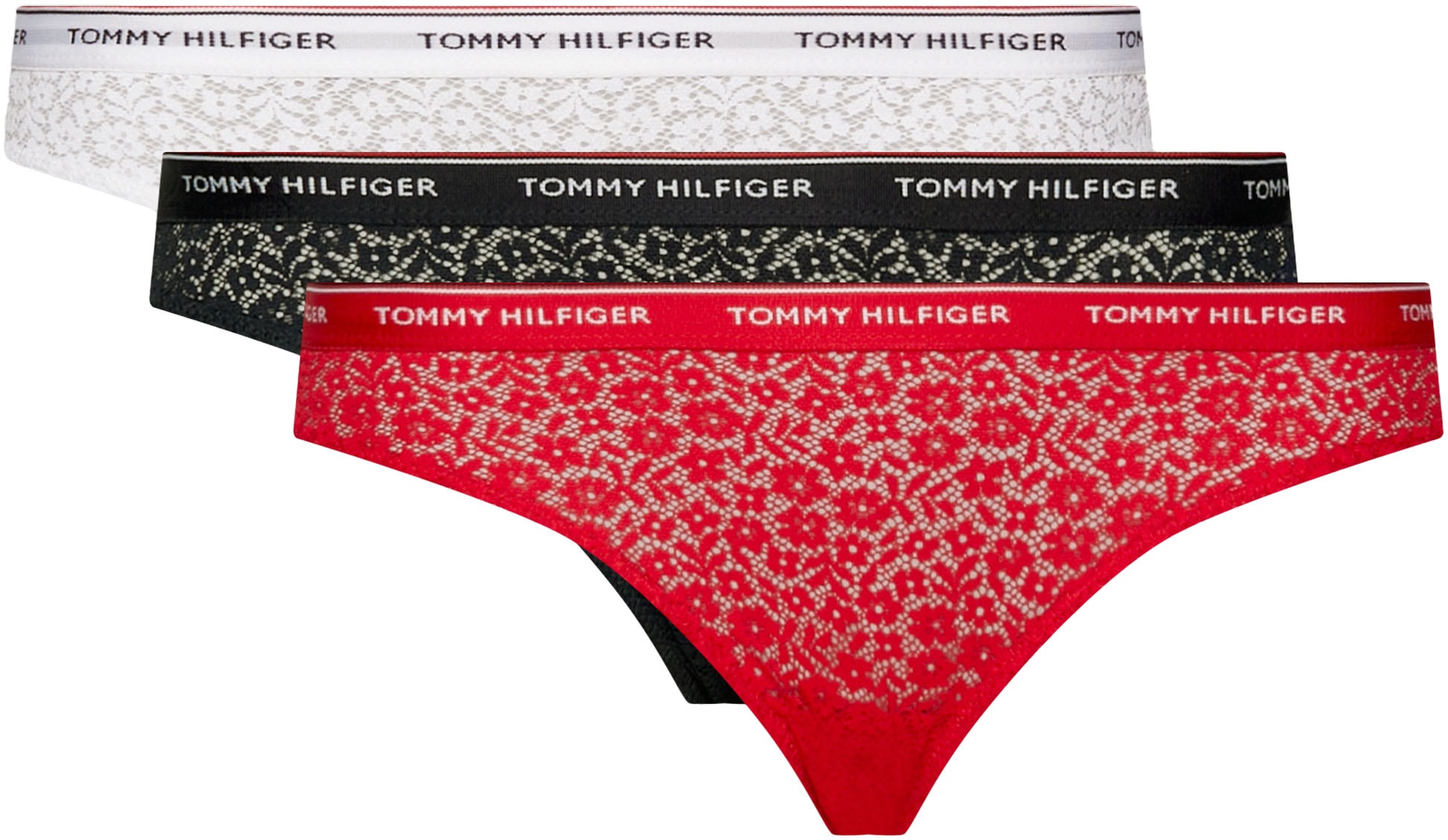 Tommy Hilfiger Underwear Bikinislip "3 PACK BIKINI LACE (EXT SIZES)", (Packung, 3er-Pack), mit Tommy Hilfiger Logobund