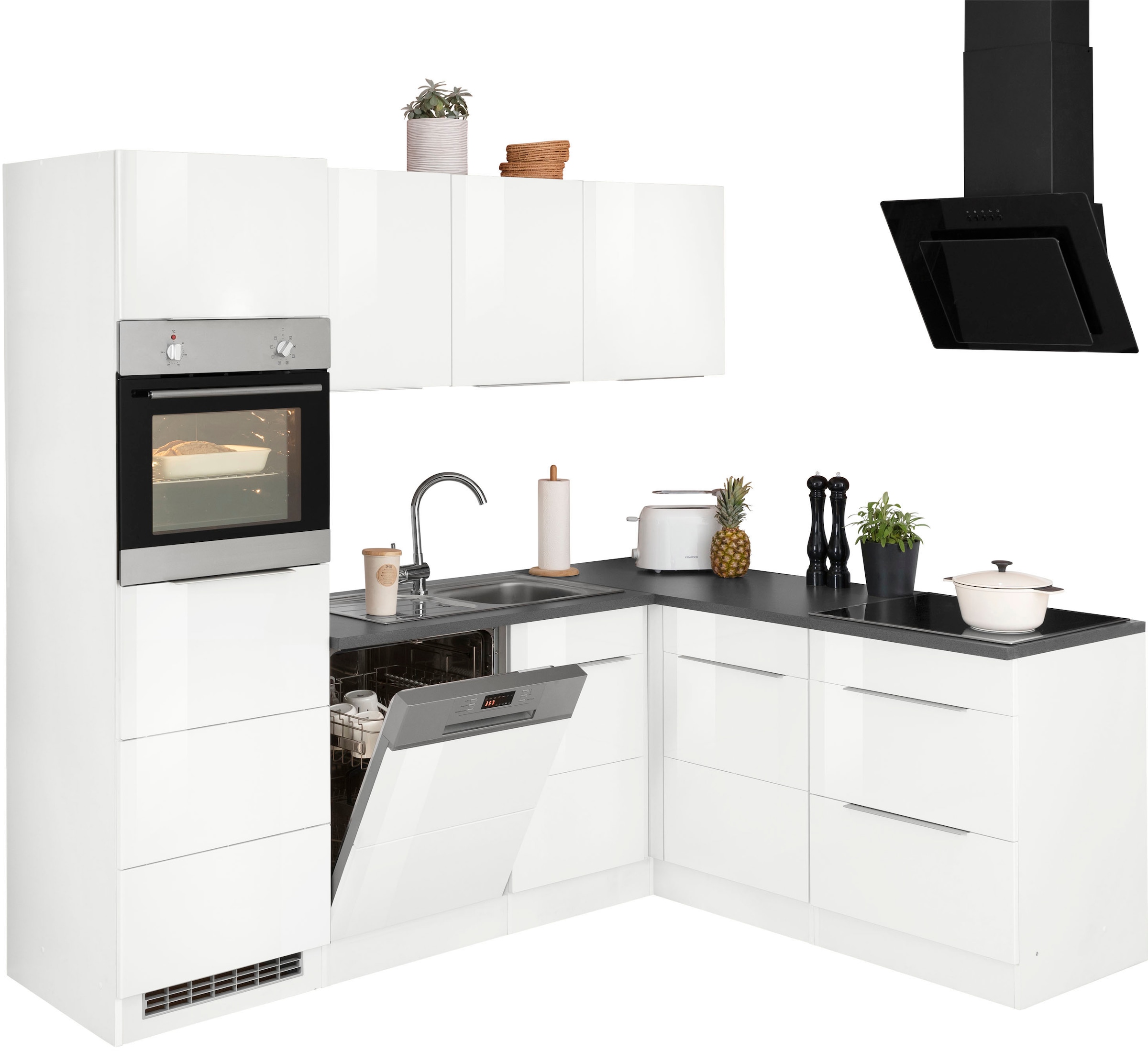 KOCHSTATION Winkelküche »KS-Brindisi«, Stellbreite 230/170 cm, wahlweise mit E-Geräten, mit MDF-Fronten