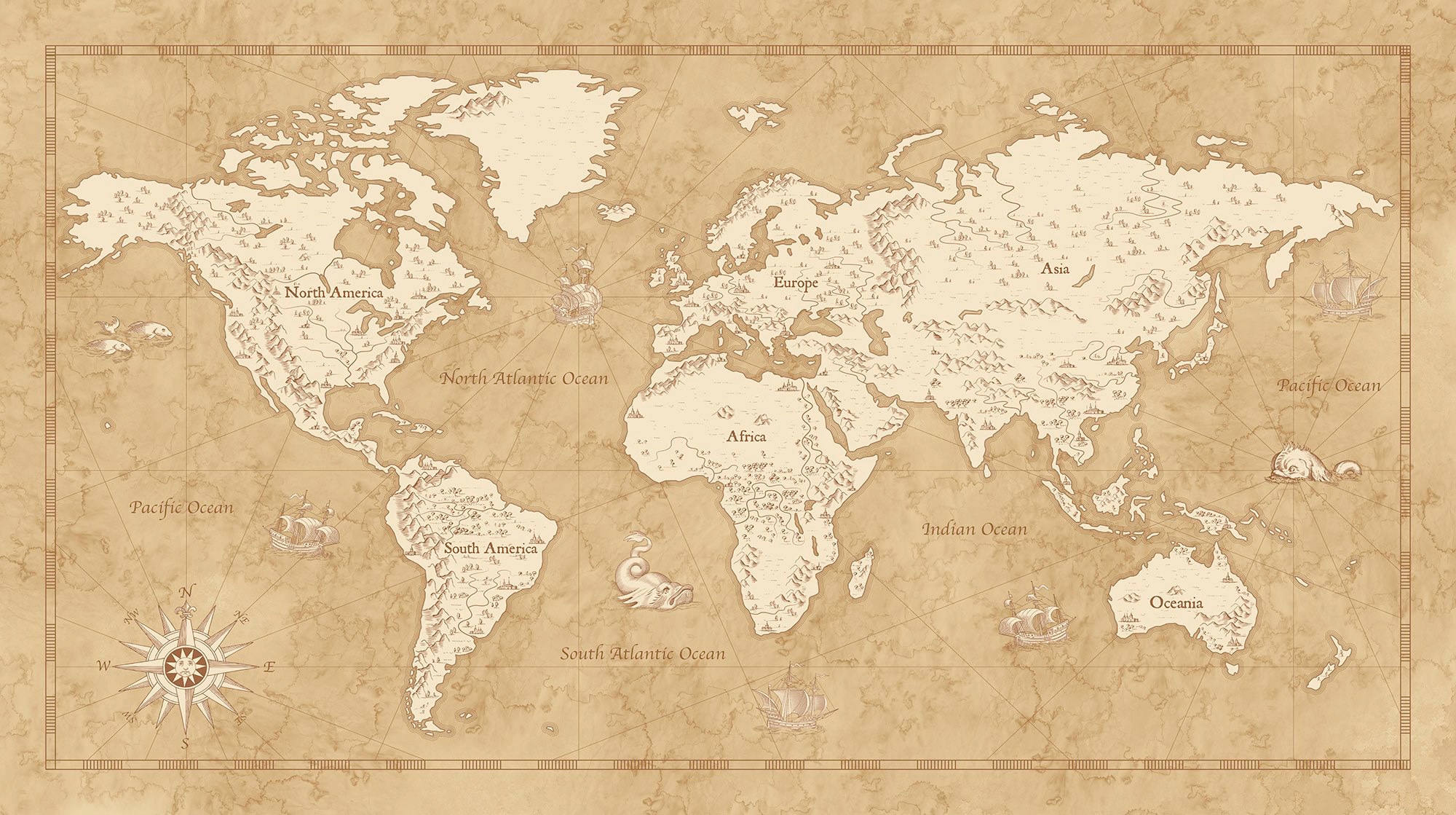 Komar Vliestapete »Vintage World Map« 500x28...