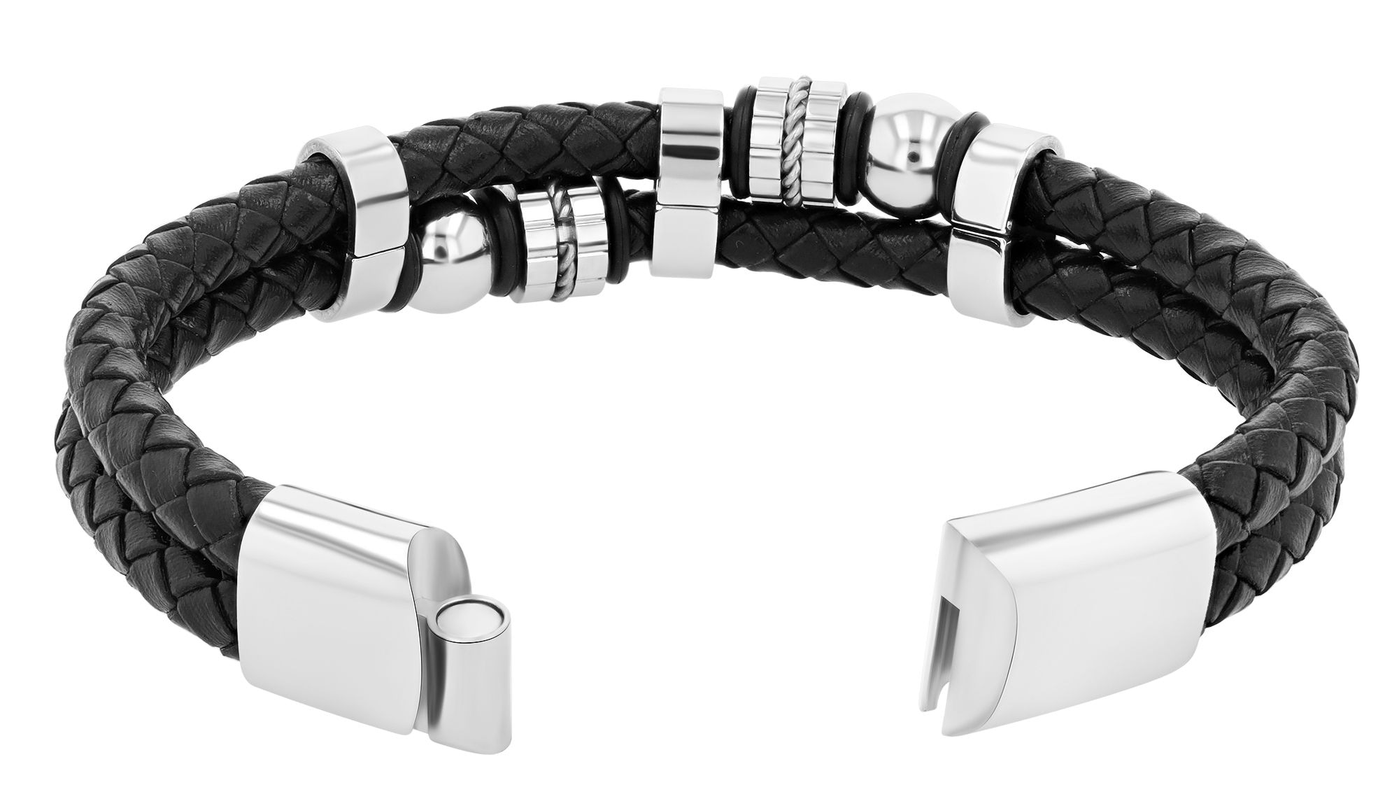 ADELIA ́S Damen Armband "Unisex Armband aus Leder 21,5 cm", 22cm, Lederschwarz, Leder, Armbänder, Zum Verschenken – ideal zum einfach so