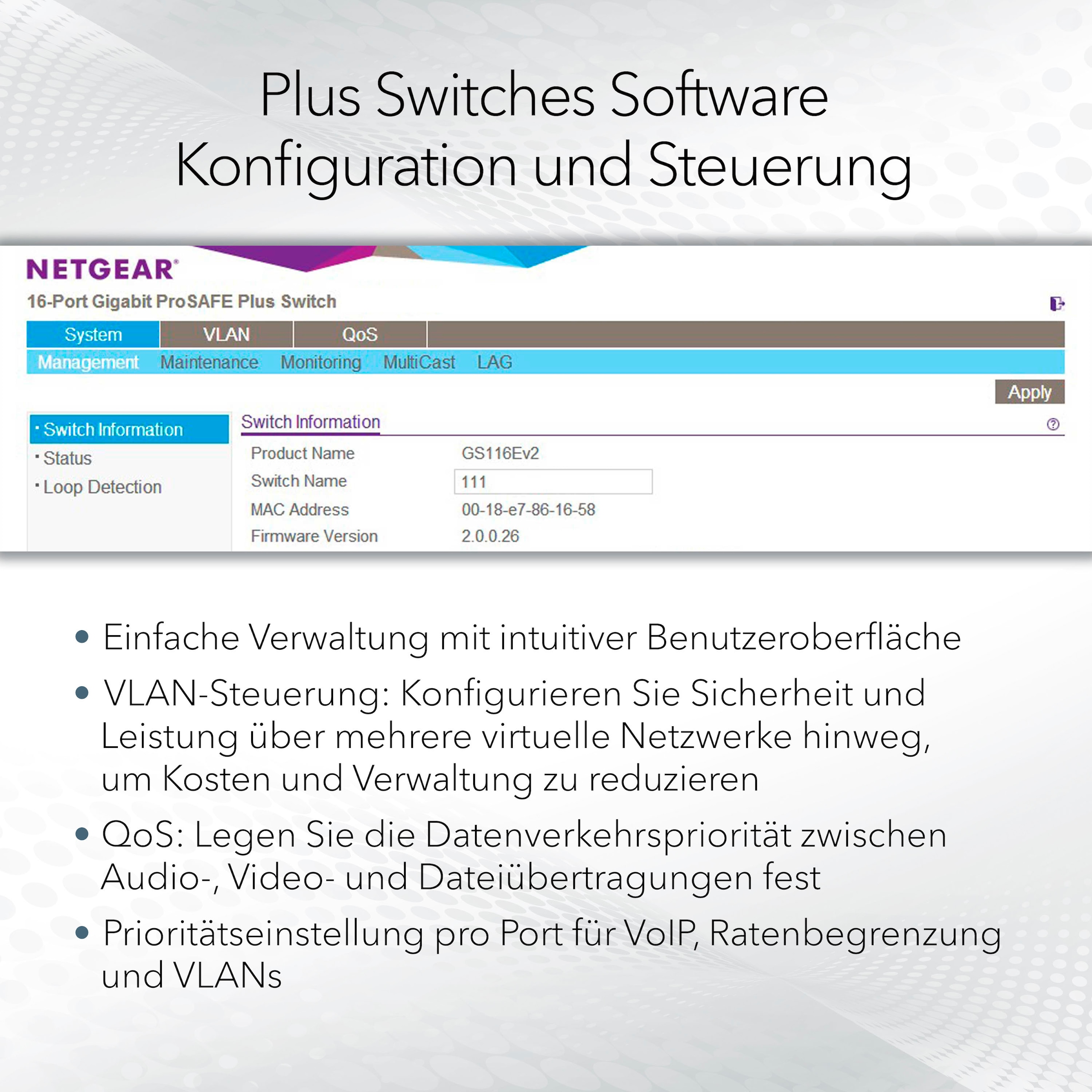 NETGEAR Netzwerk-Switch »GS108E Switch 8 Port Gigabit Ethernet LAN Switch Plus«