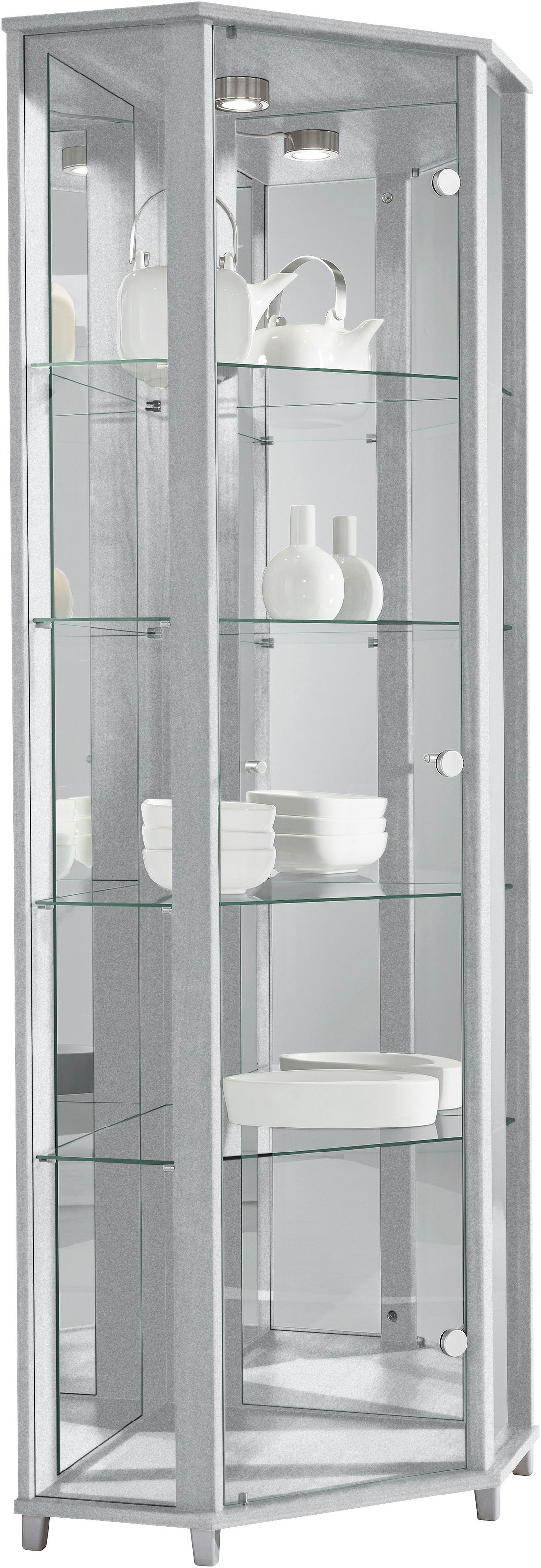 fif möbel Eckvitrine »TRIO Höhe ca. 172 cm, ink. Beleuchtung«, Eckvitrine/Glasvitrine 1x Glastür, perfekt für Sammler, Sammlervitrine