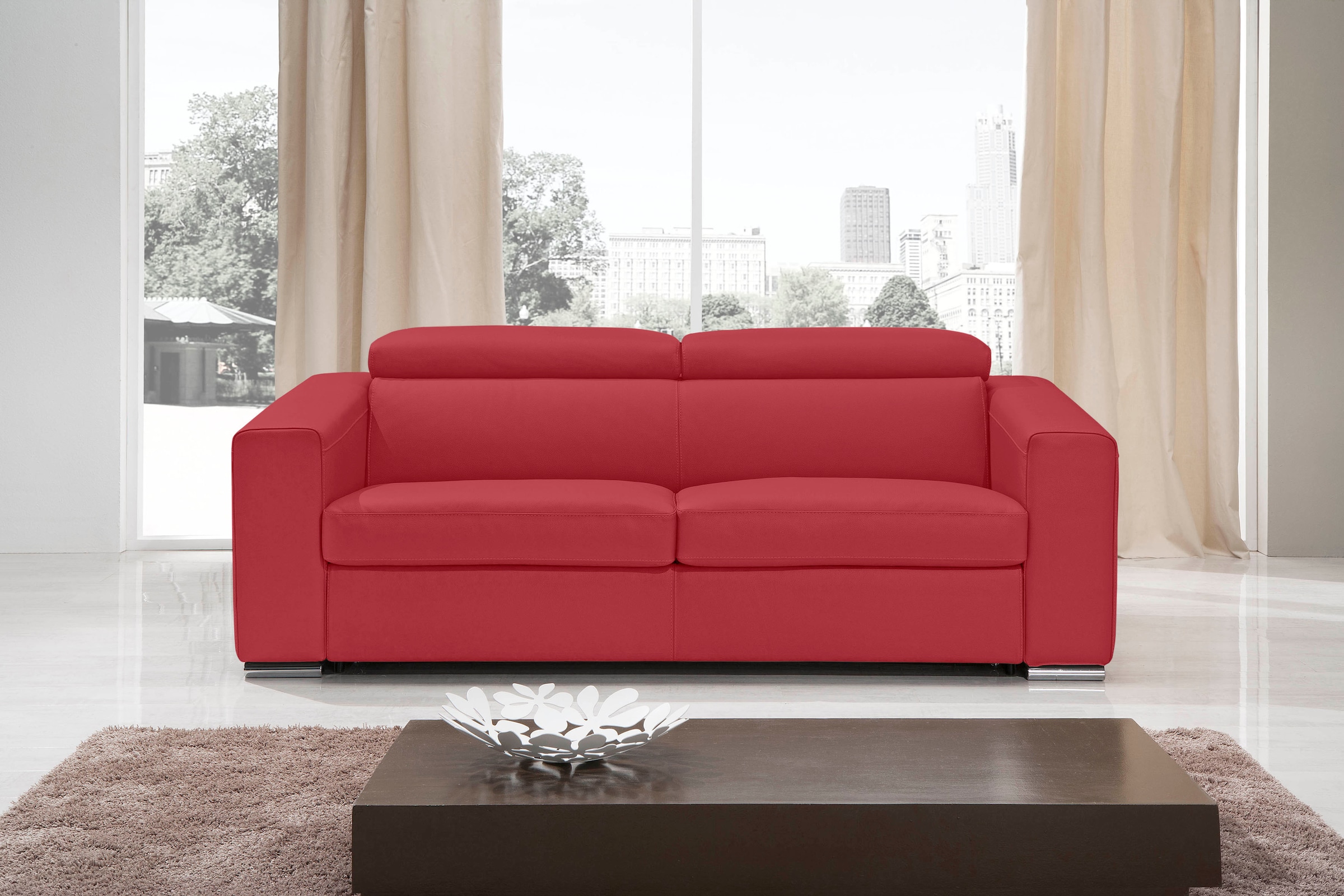 Egoitaliano Schlafsofa »Cabiria, Design und super Sitz- und Liegekomfort«, Sofa inkl. Schlaffunktion, Kopfteile verstellbar, mit Metallfüßen