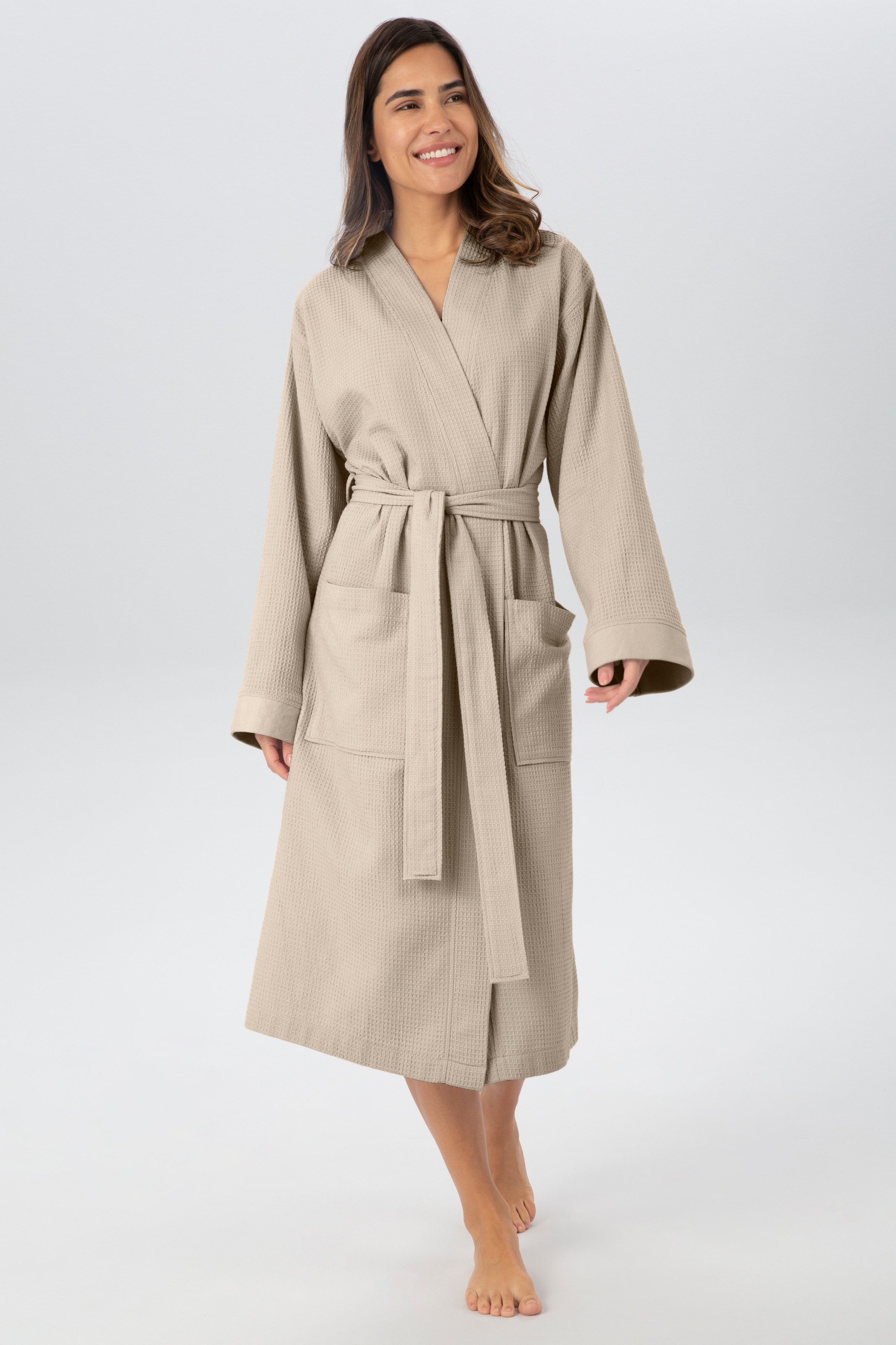OTTO home Unisex-Bademantel "Vanessa, ideal für Sauna & Spa, Hotelbademantel, Morgenmantel" 1 Stk. Taschen, Damen & Herren, Waffelpiqué, sehr leichte Qualität, S-3XL