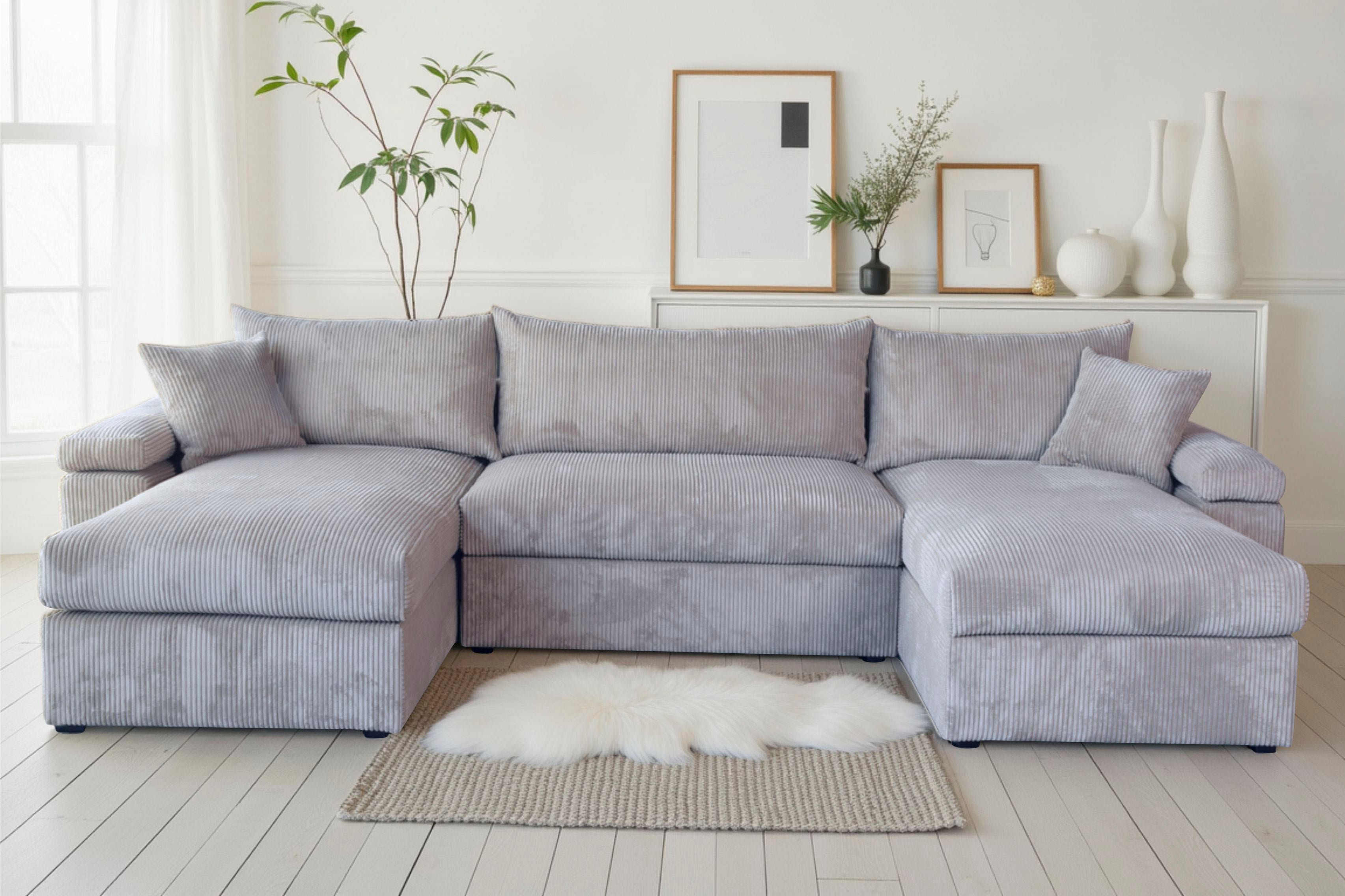 OTTO home "Cosy U-Form, B: 309 cm, XXL-Wohnlandschaft mit Federkern" 2 Zierkissen, Mega-Sofa, Cord oder Struktur weich, Kaltschaumauflage