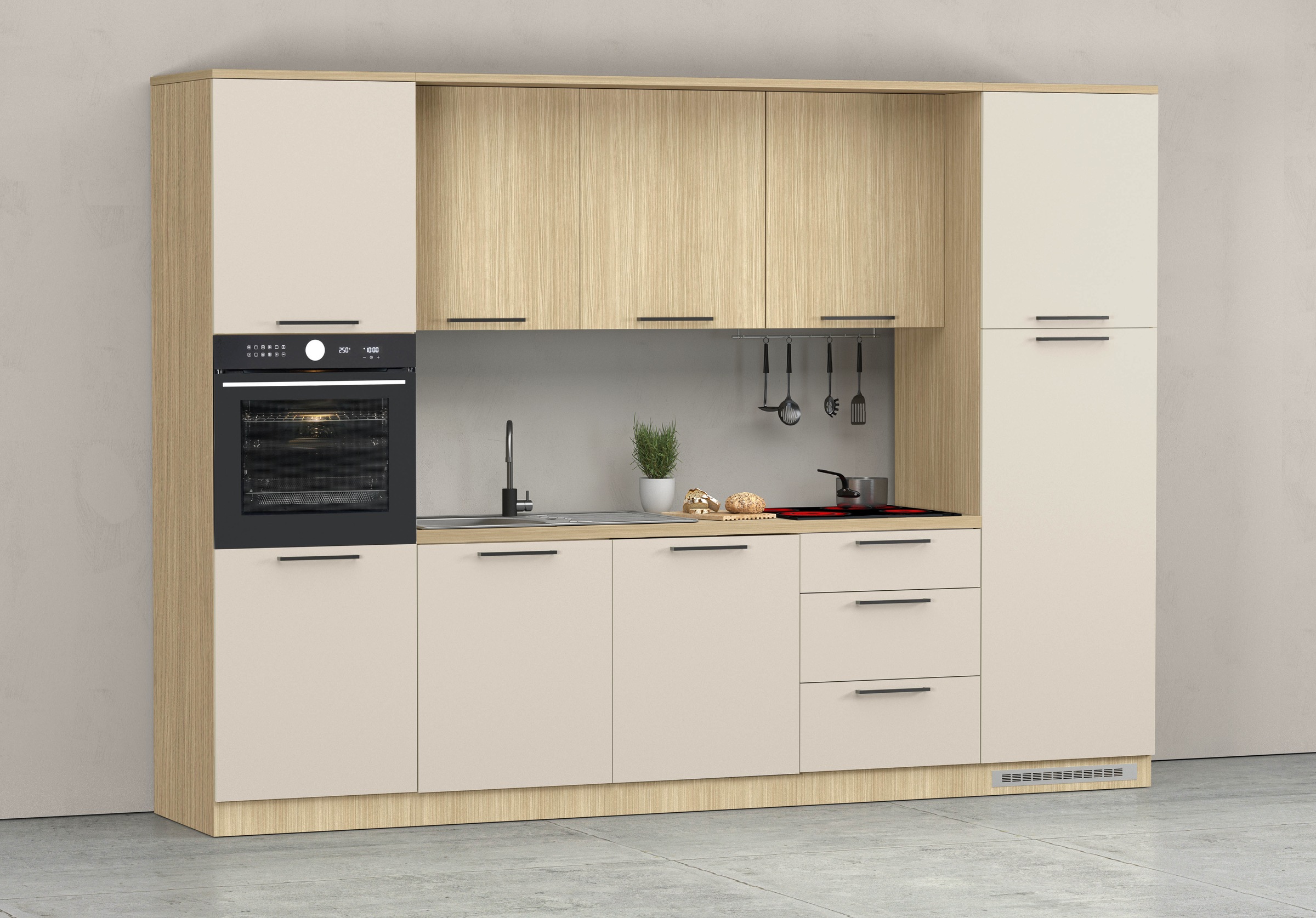 KOCHSTATION Küchenzeile »KS-Luna, Einbauküche, Zeilenküche, Küchenblock« Breite 300 cm, wahlweise mit Hanseatic-E-Geräten, APL 35mm stark