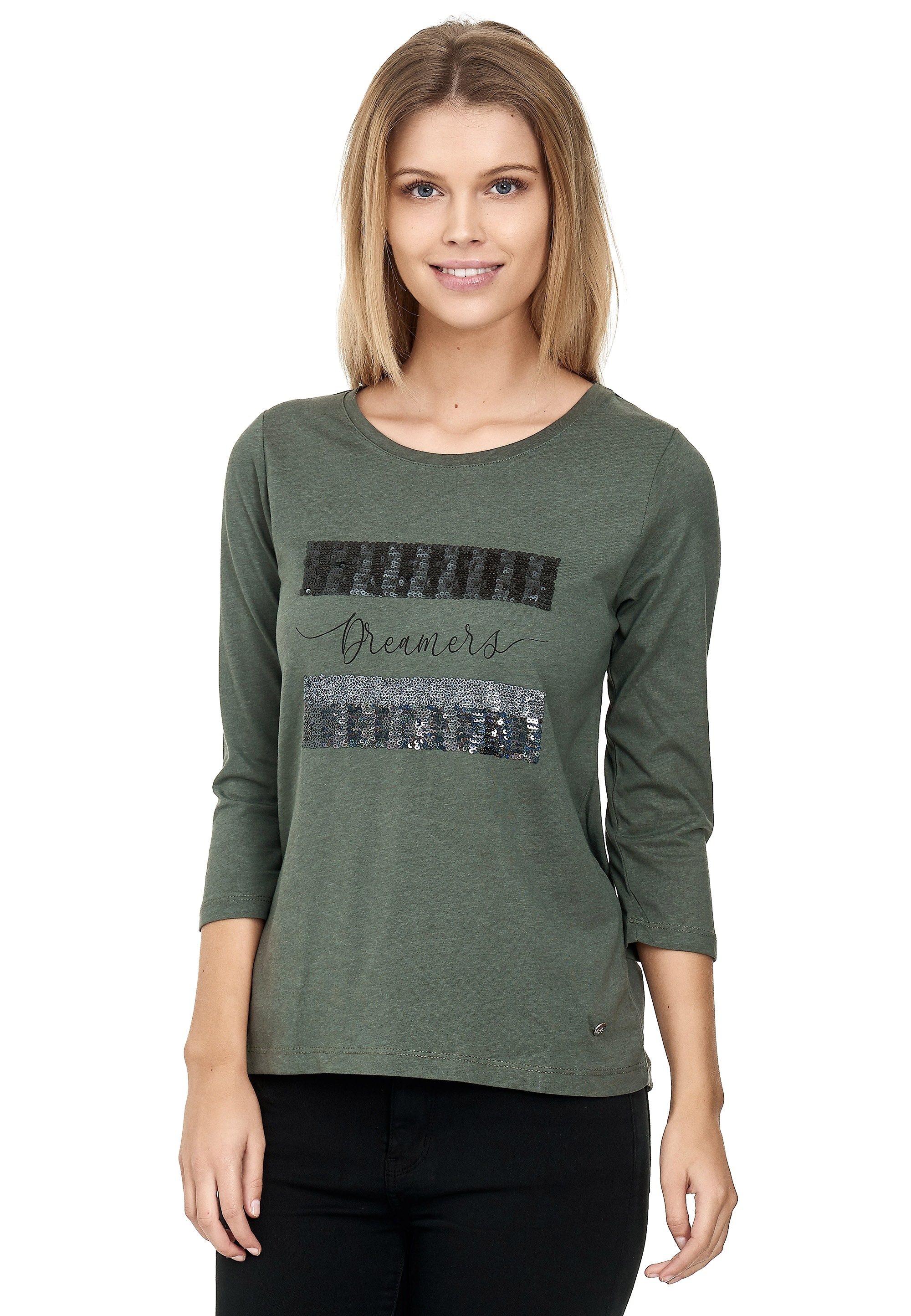Decay Langarmshirt, mit schimmerndem Paillettenbesatz