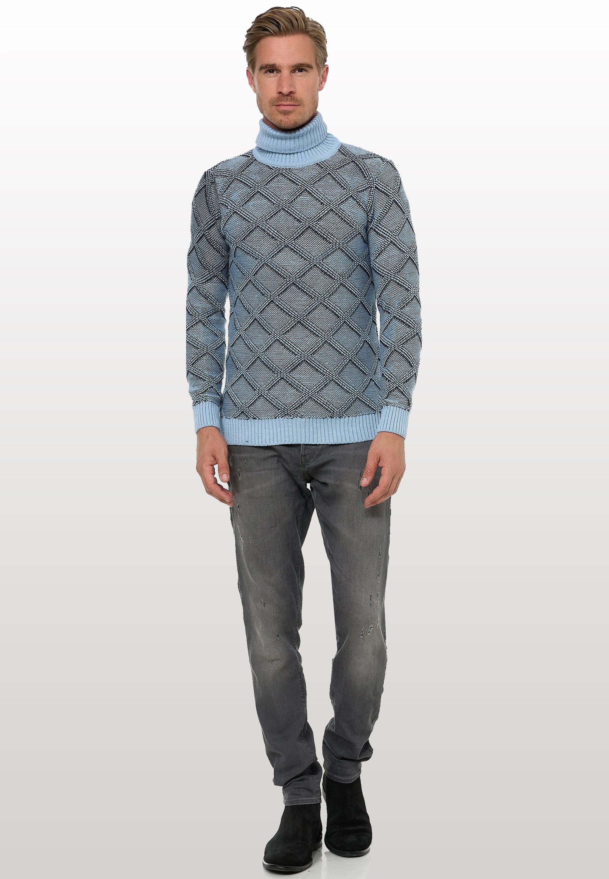 Rusty Neal Rollkragenpullover, mit stylischem Karo-Muster günstig online kaufen